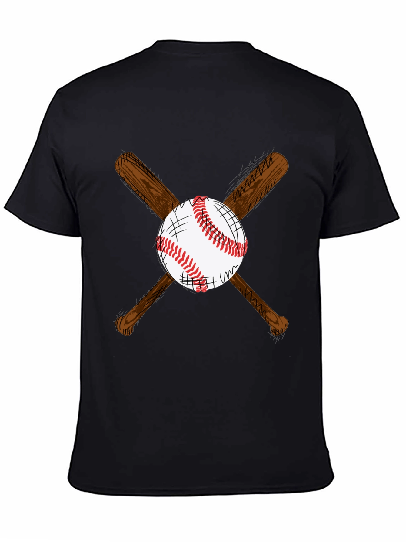 Black Baseball Bats and Ball Graphic T-Shirt view 4