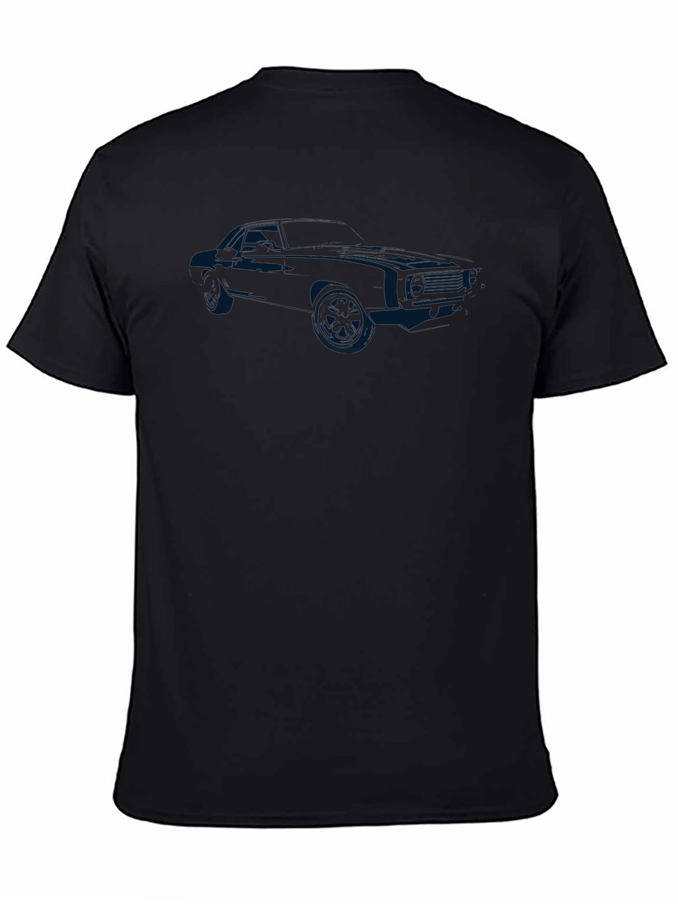 Black Men's Black T-Shirt with Car Silhouette Graphic view 4