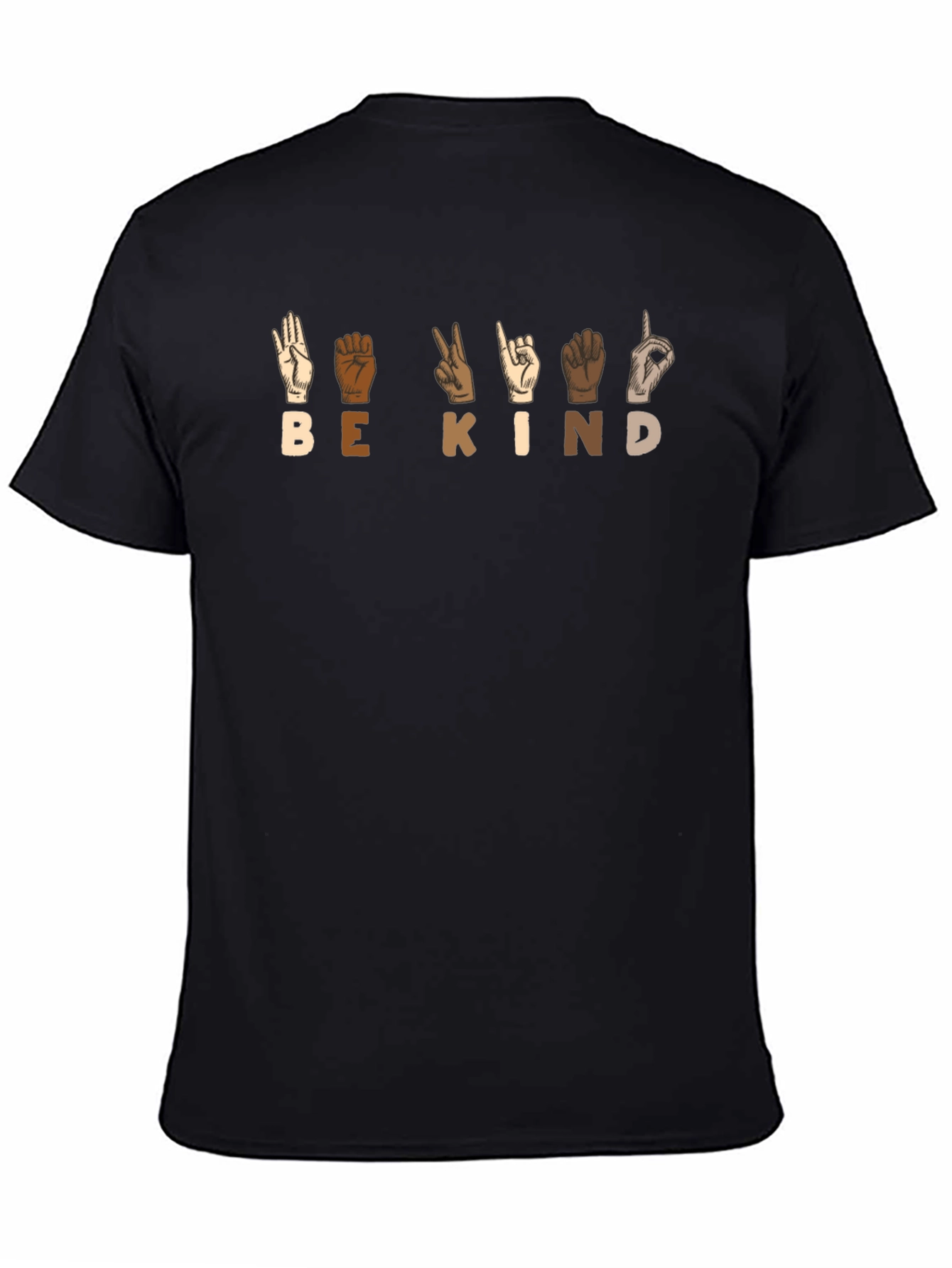 Black Be Kind Sign Language Graphic T-Shirt view 4