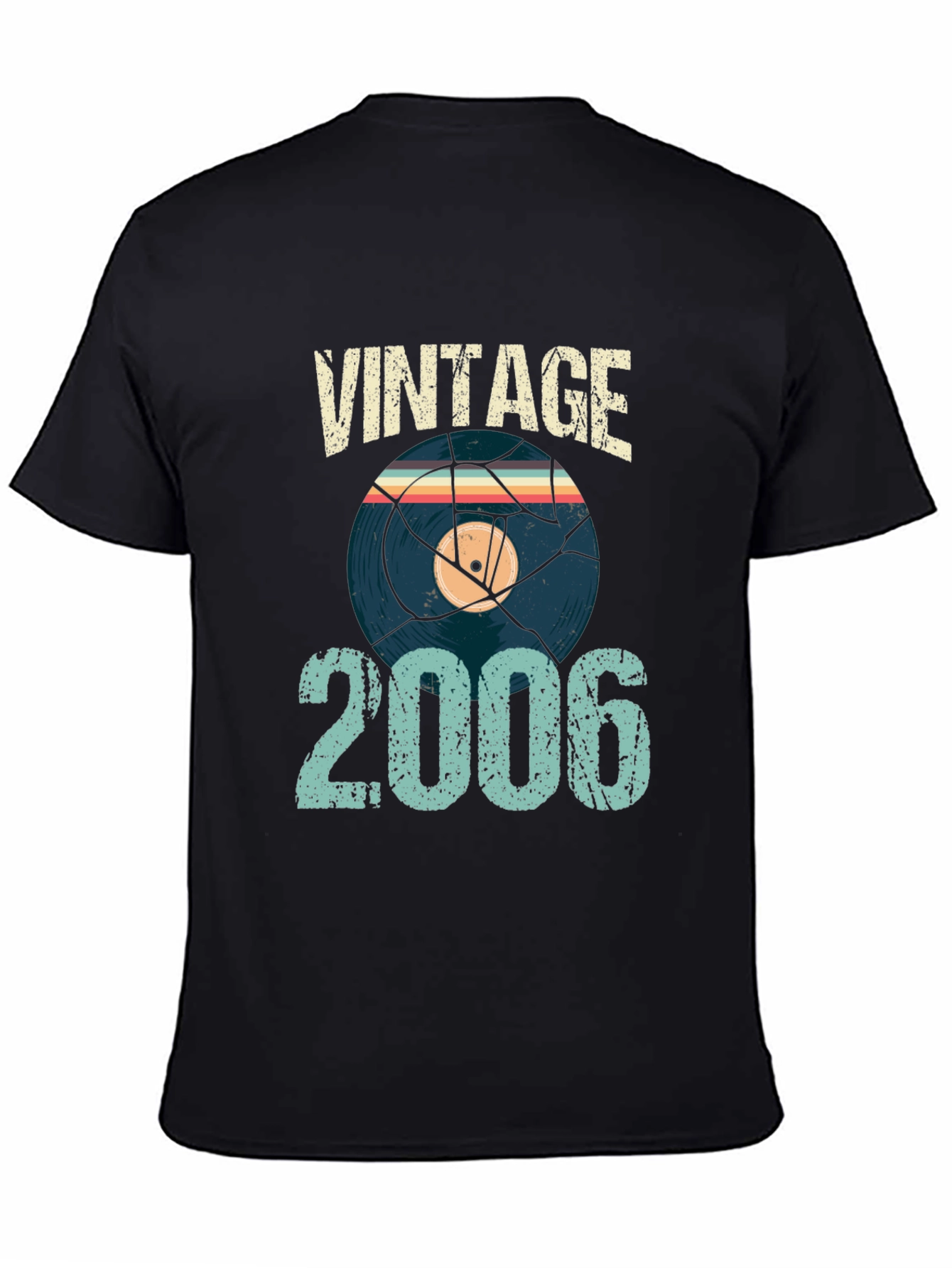 Black Vintage 2006 T-Shirt Record Graphic Retro Style view 4