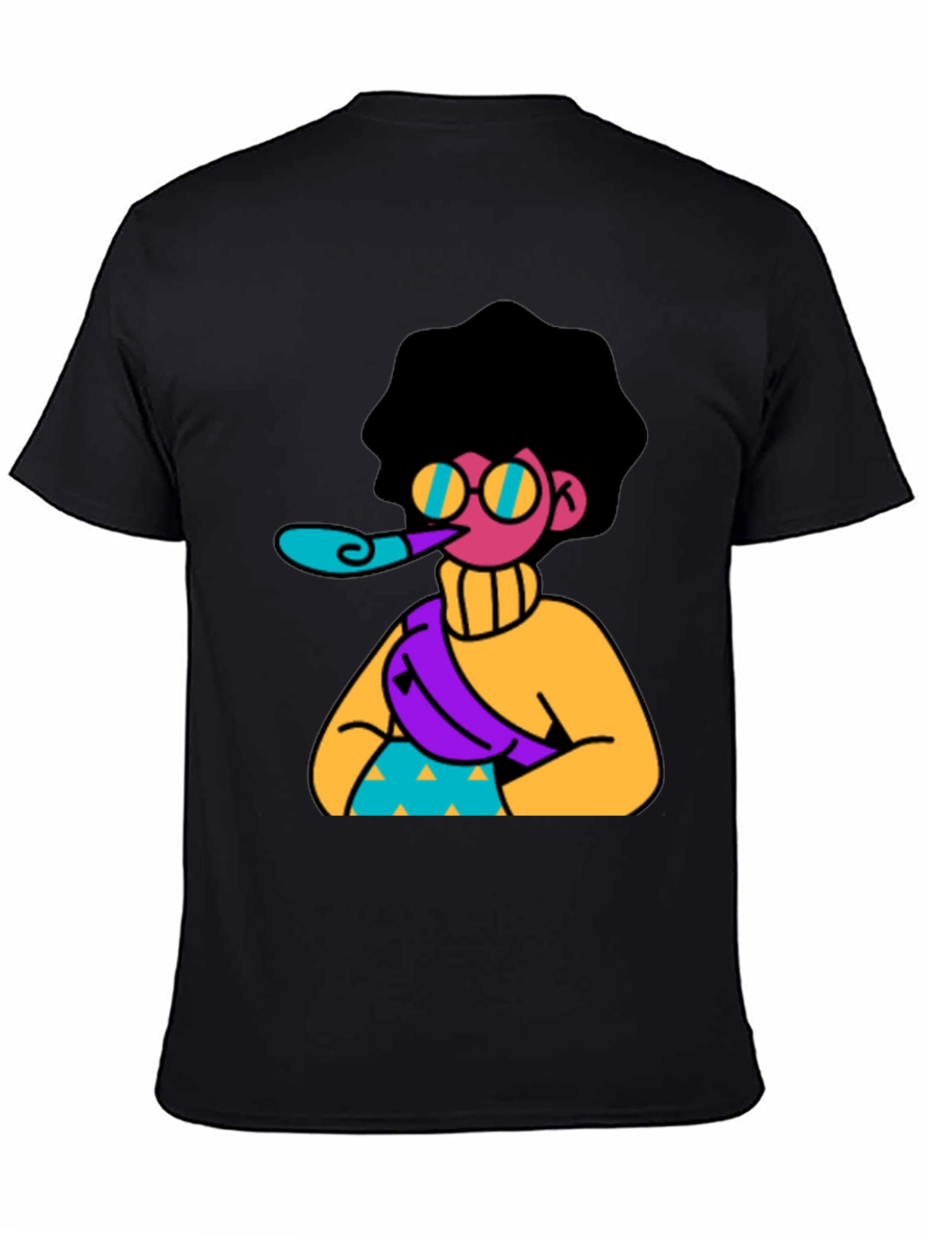 Black Fun Cartoon Graphic T-Shirt - Black view 4