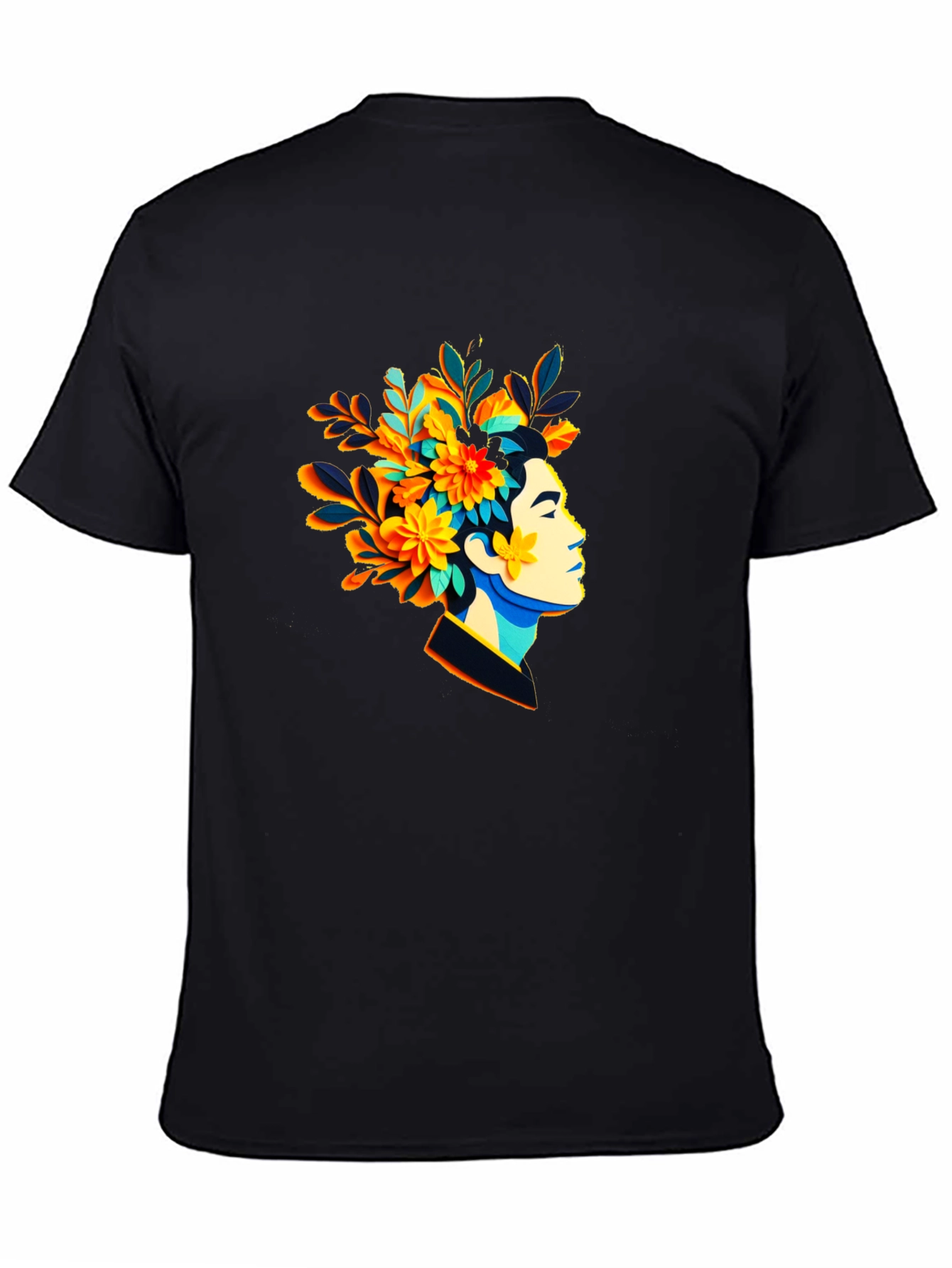 Black Floral Head T-Shirt - Unique Graphic Tee view 4