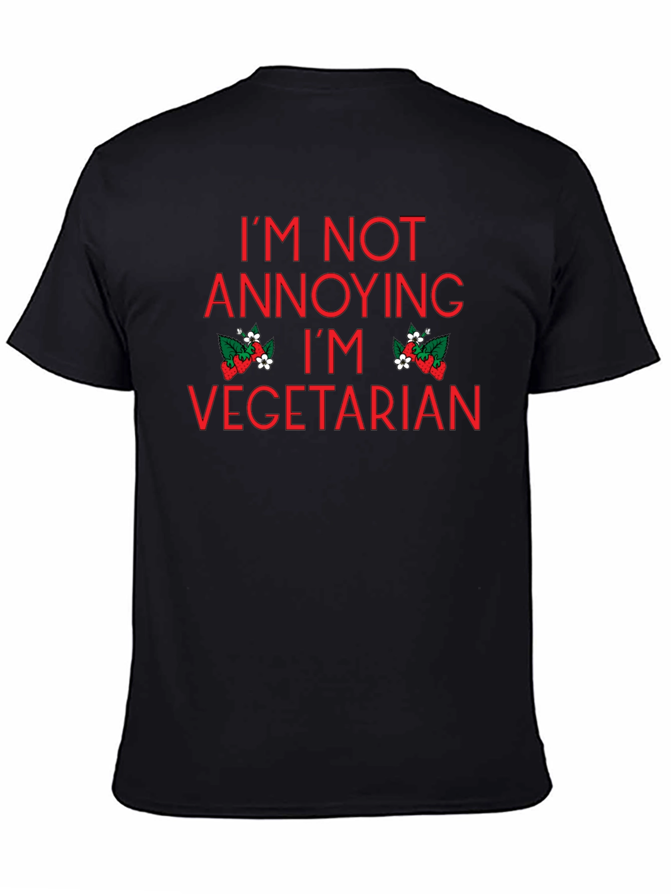Black Vegetarian T-Shirt - "I'm Not Annoying, I'm Vegetarian" view 4