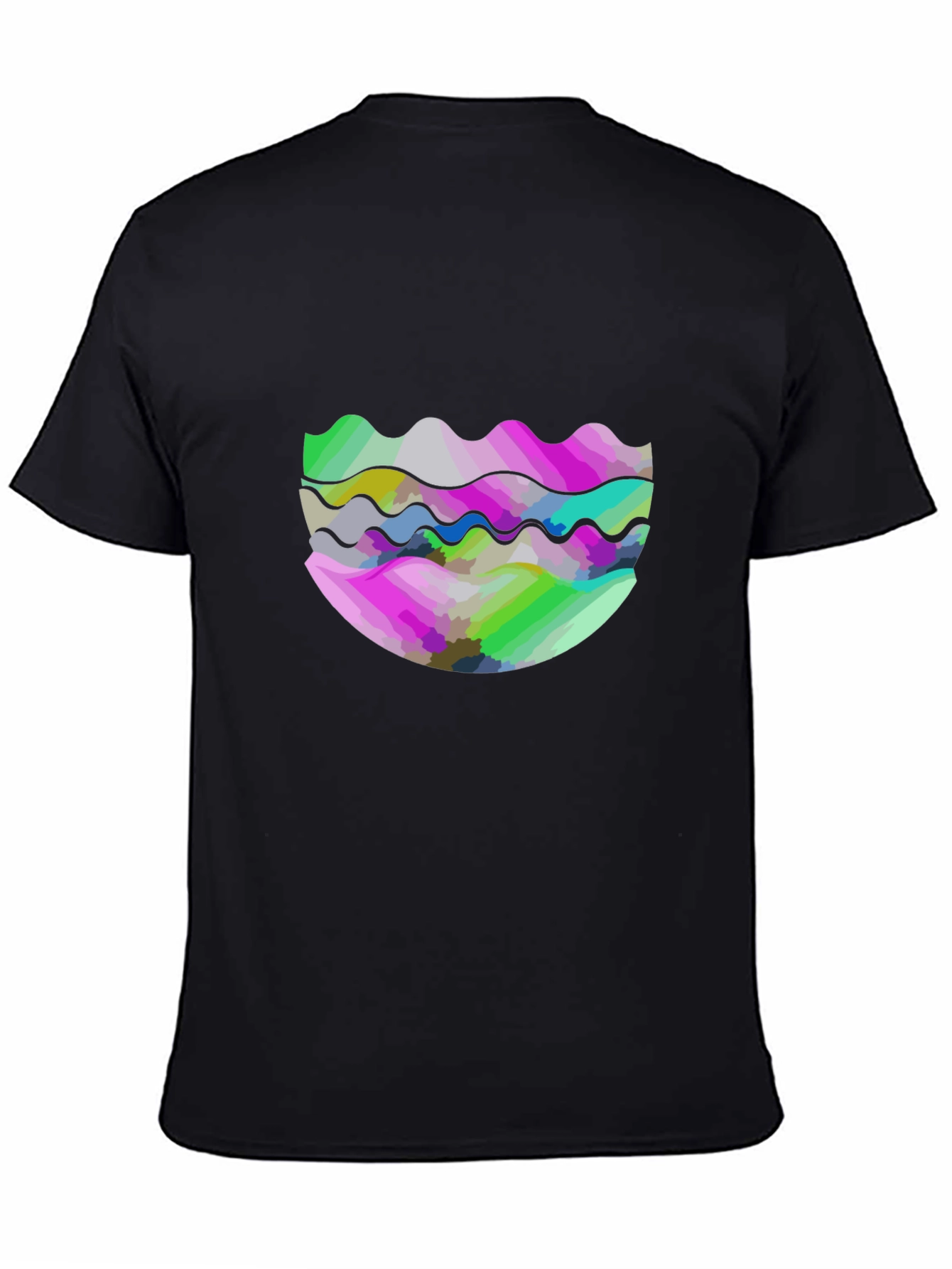 Black Abstract Wave Graphic Tee - Modern Design view 4