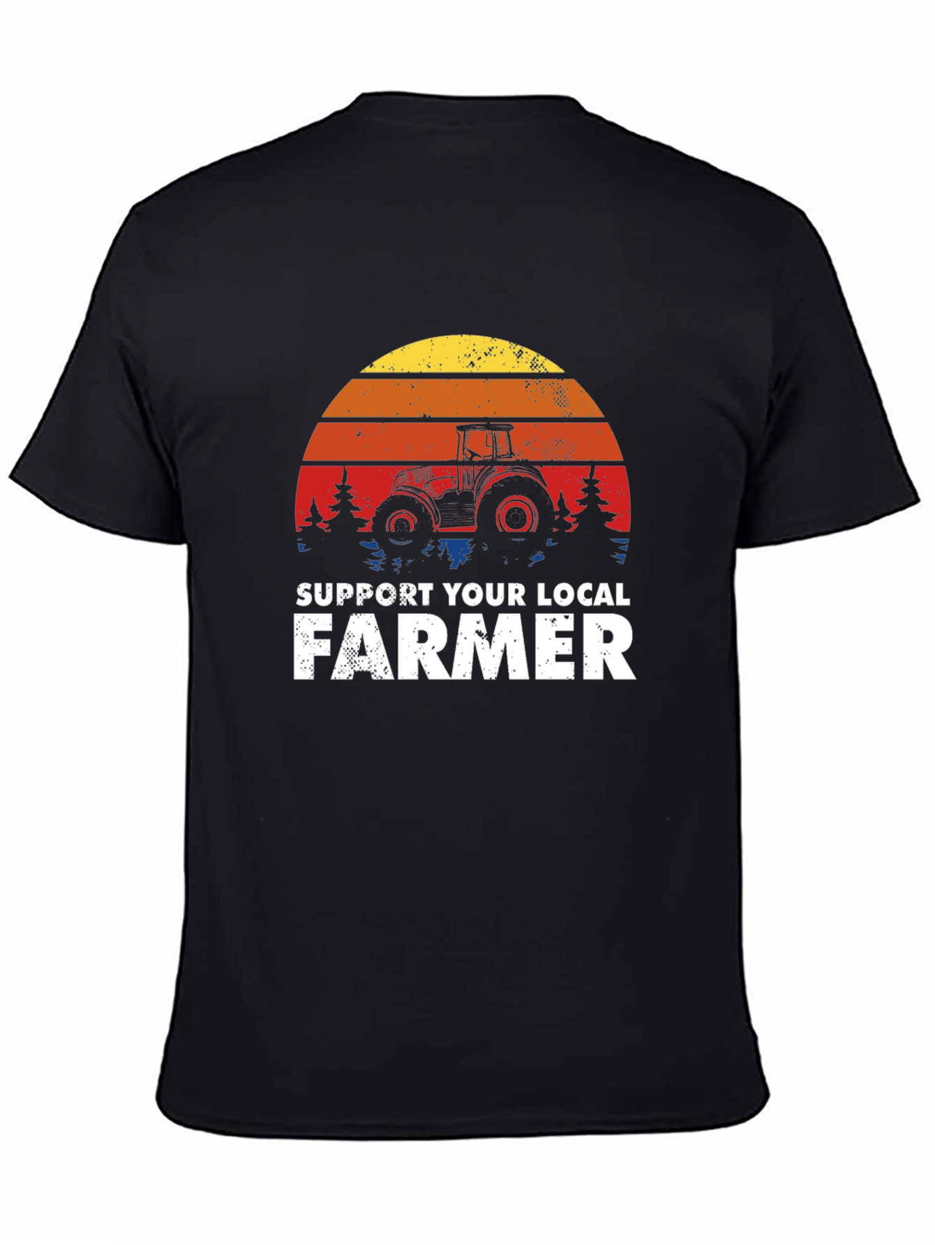 Black Support Local Farmer Tractor Graphic Tee - Retro Style view 4
