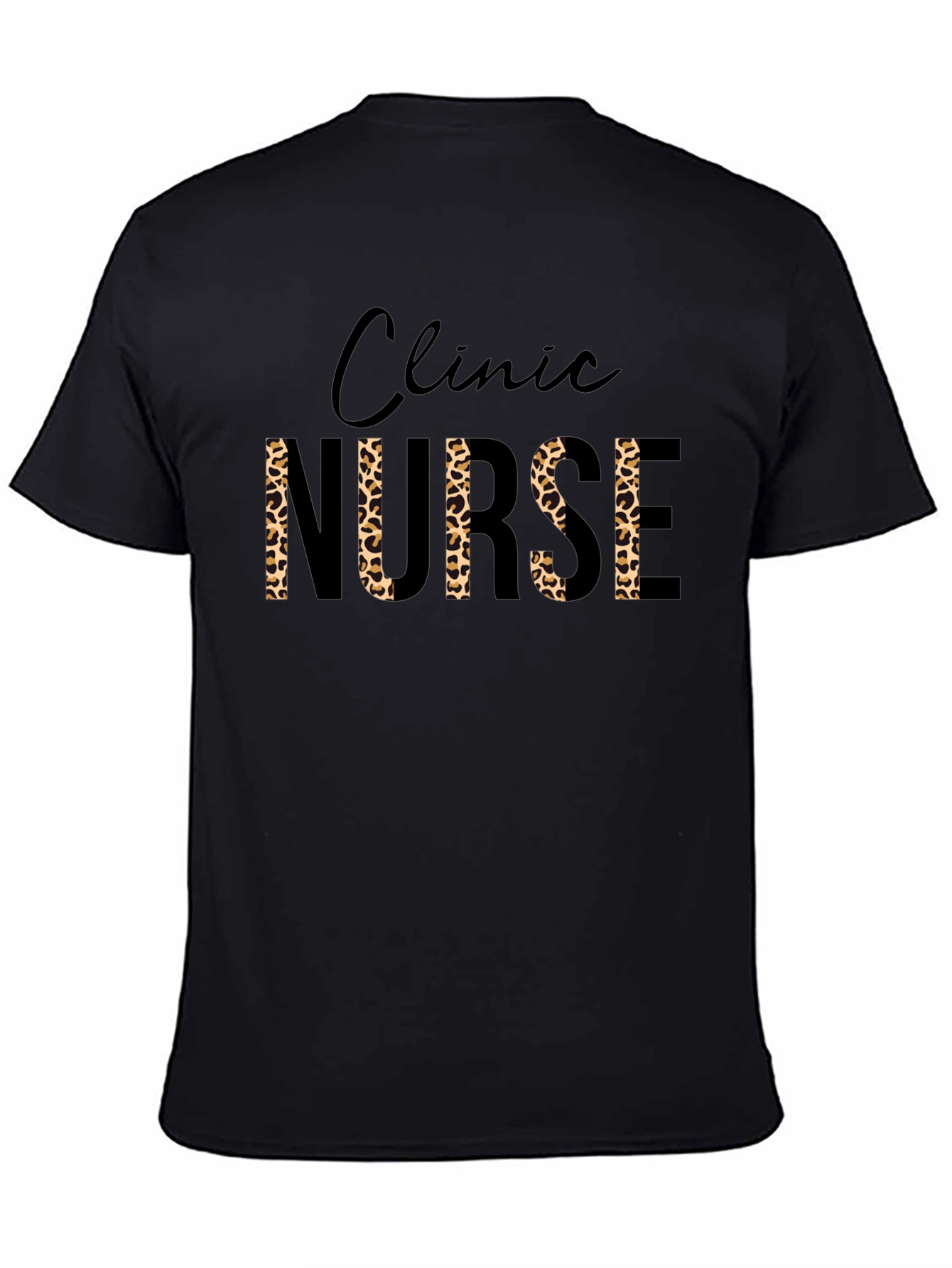 Black Clinic Nurse Leopard Print T-Shirt view 4