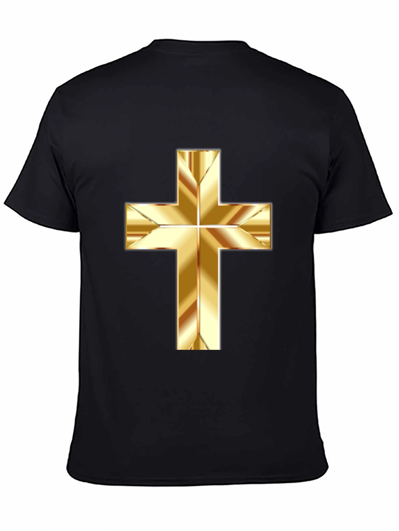 Black Gold Cross Graphic Print Black T-Shirt view 4