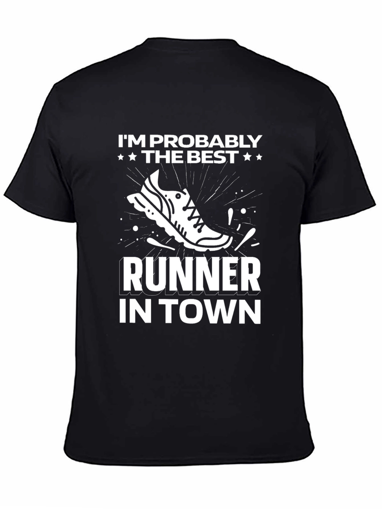 Black Best Runner in Town T-Shirt - Funny Running Tee view 4