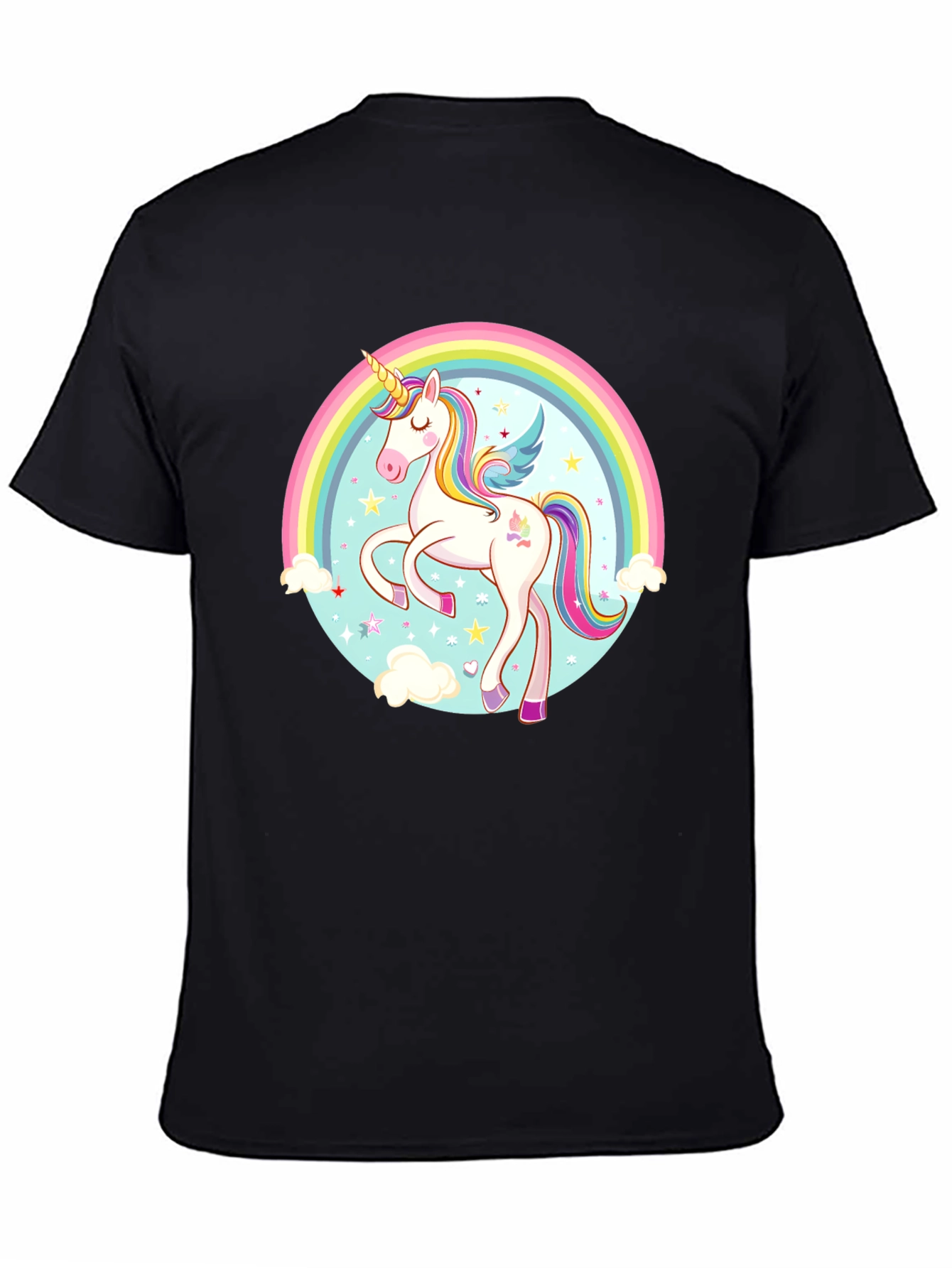 Black Unicorn Rainbow Graphic Tee view 4