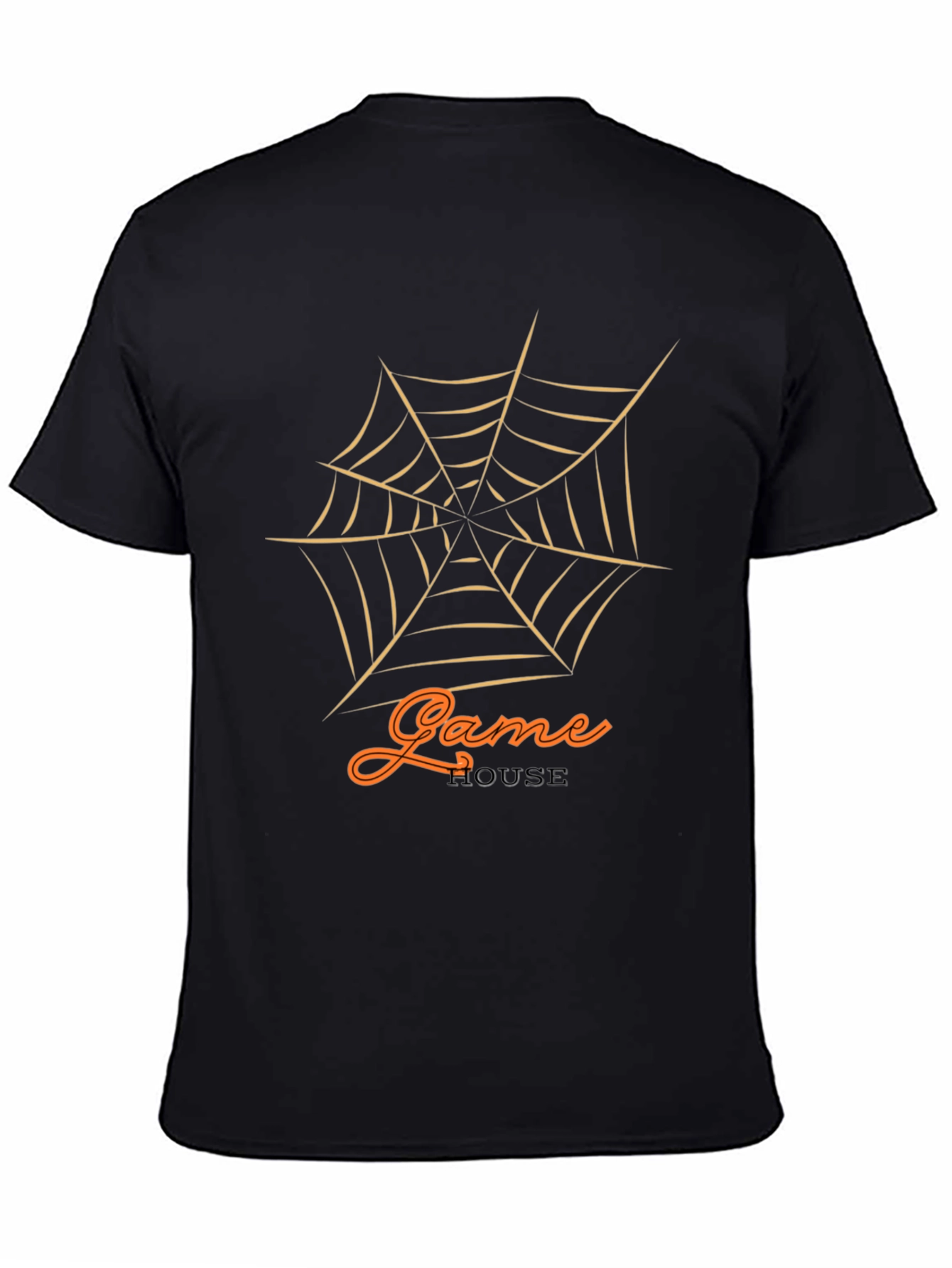 Black Game House Halloween Spider Web Graphic T-Shirt view 4
