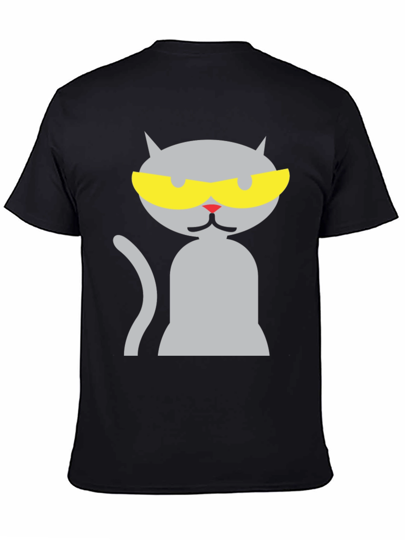 Black Cool Cat Graphic Tee - Black Cotton Blend Shirt view 4