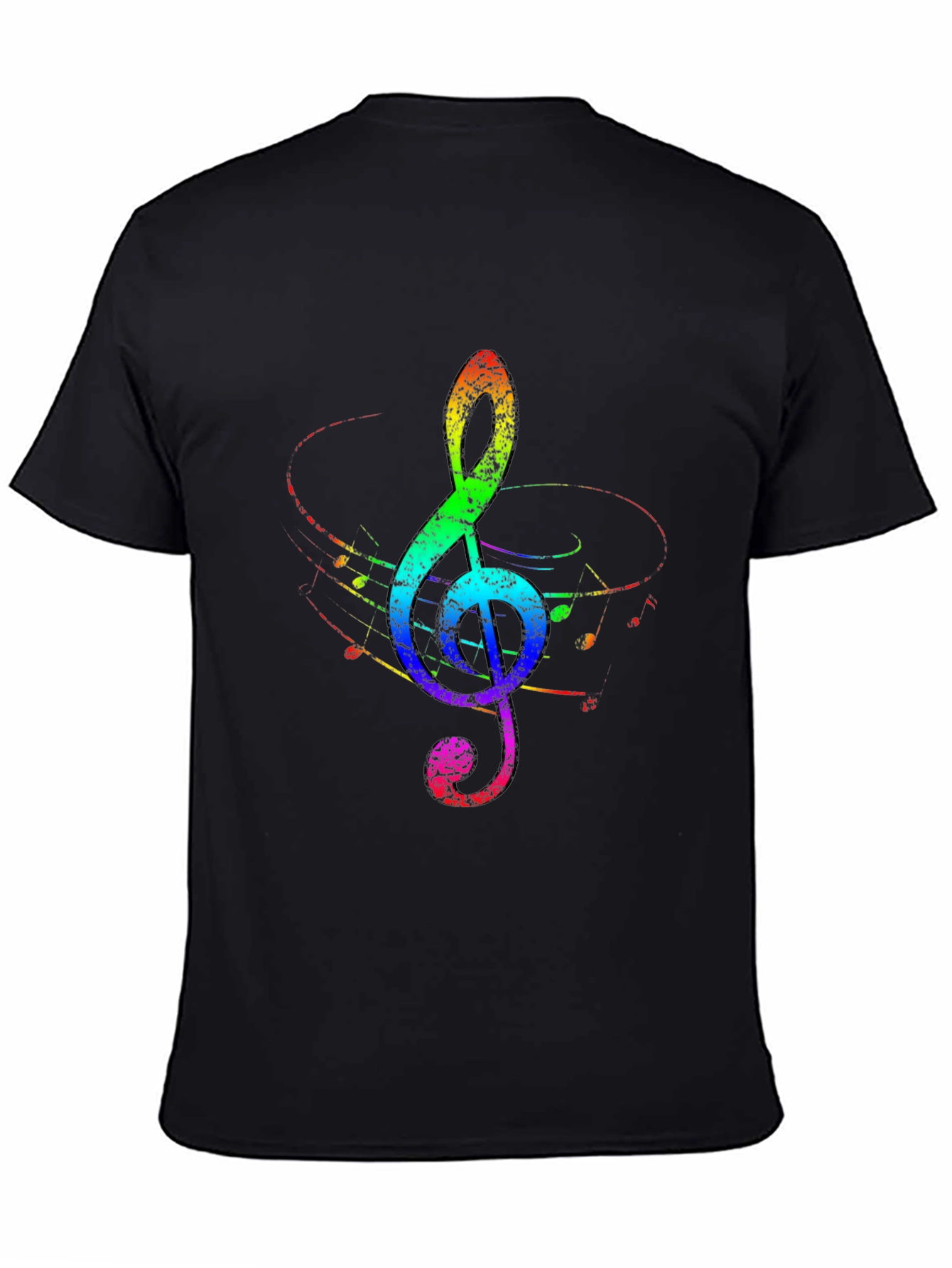 Black Rainbow Treble Clef Black T-Shirt view 4