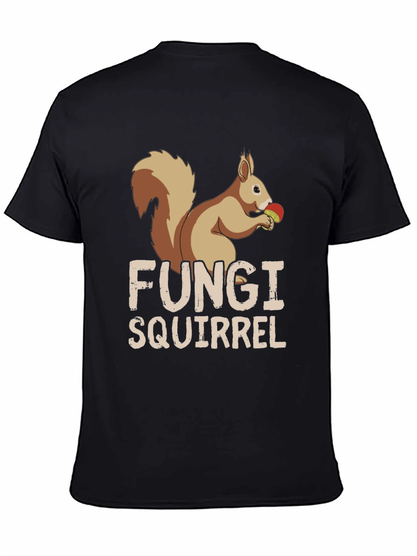 Black Fungi Squirrel Graphic Tee - Unique Humor T-Shirt view 4
