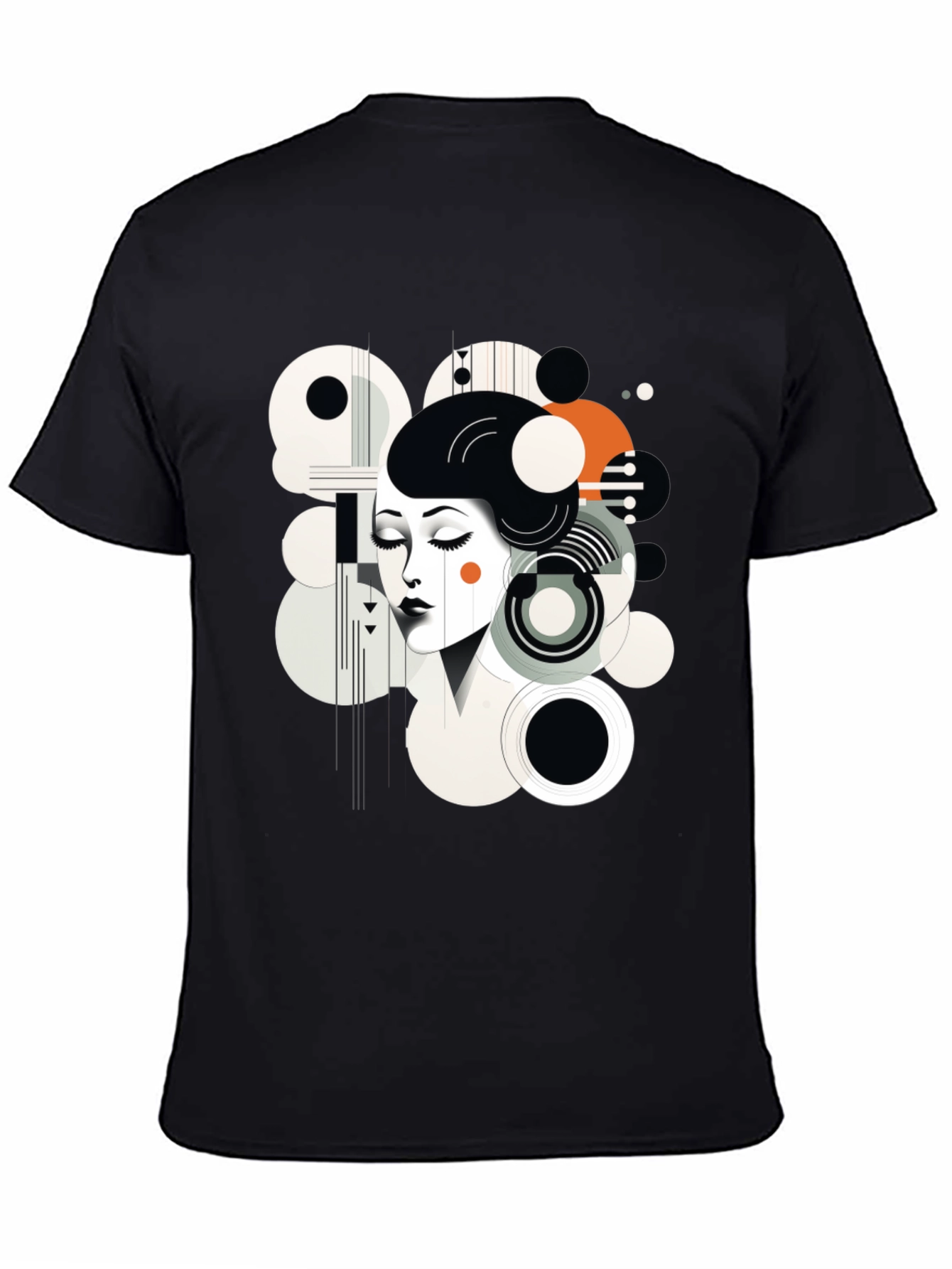 Black Abstract Woman Graphic Black Tee view 4