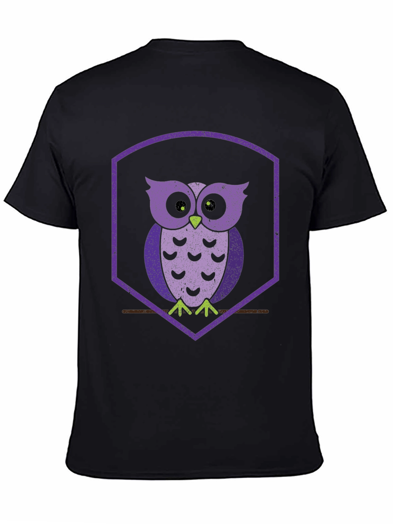 Retro Owl T-Shirt - Purple Hexagon Design - 4