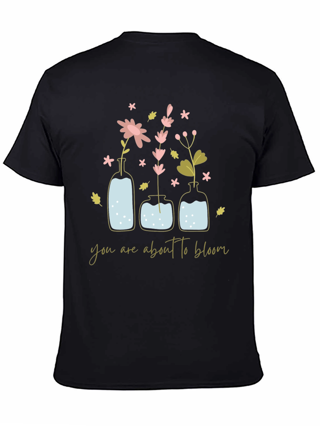 Black Floral Bloom T-Shirt - Inspirational Design view 4