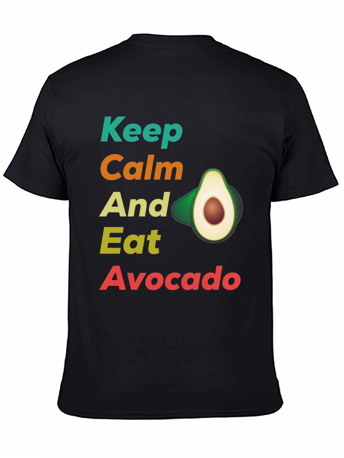 Black Keep Calm and Eat Avocado T-Shirt, Funny Avocado Lover Tee view 4