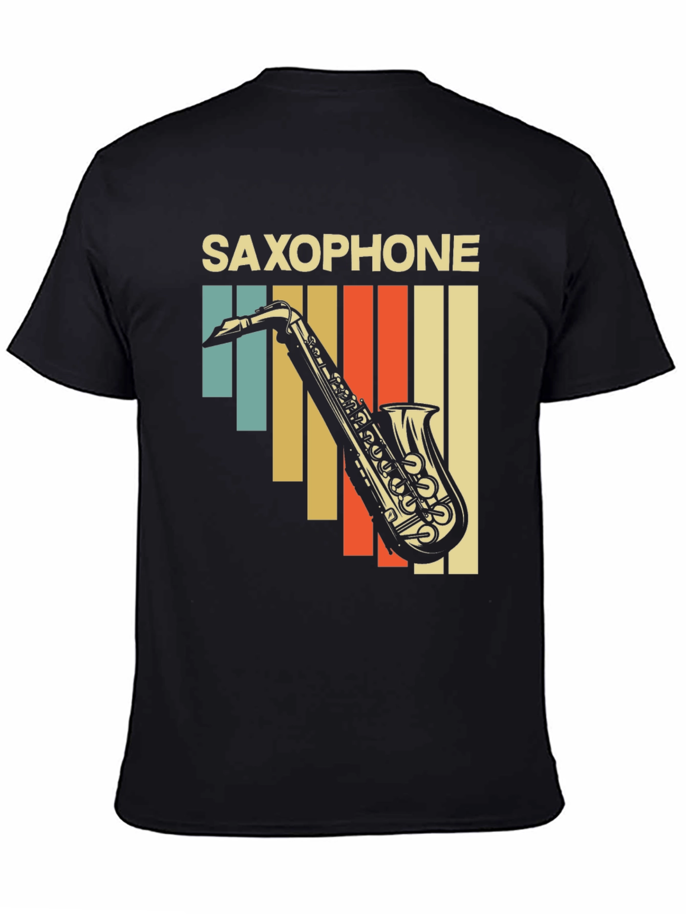 Black Retro Saxophone Graphic T-Shirt - Vintage Style Music Tee view 4