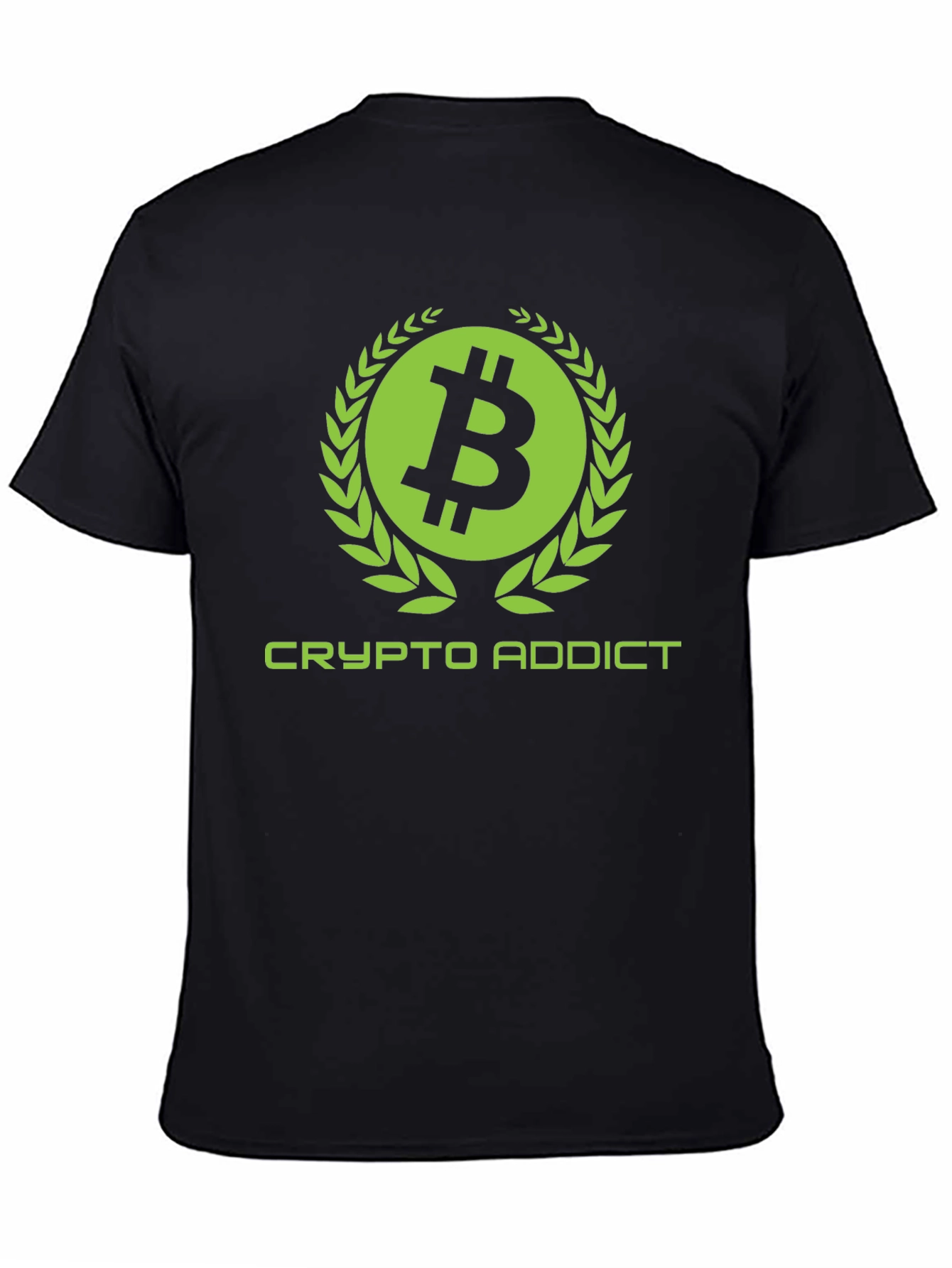 Black Crypto Addict Black T-Shirt with Bitcoin Design view 4