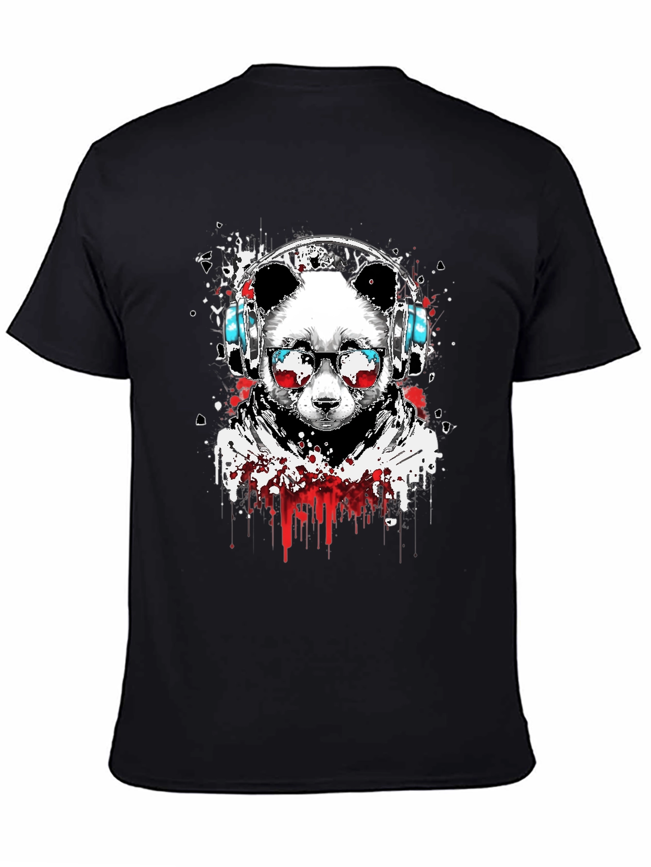 Black Cool Panda DJ Graphic T-Shirt - Black view 4