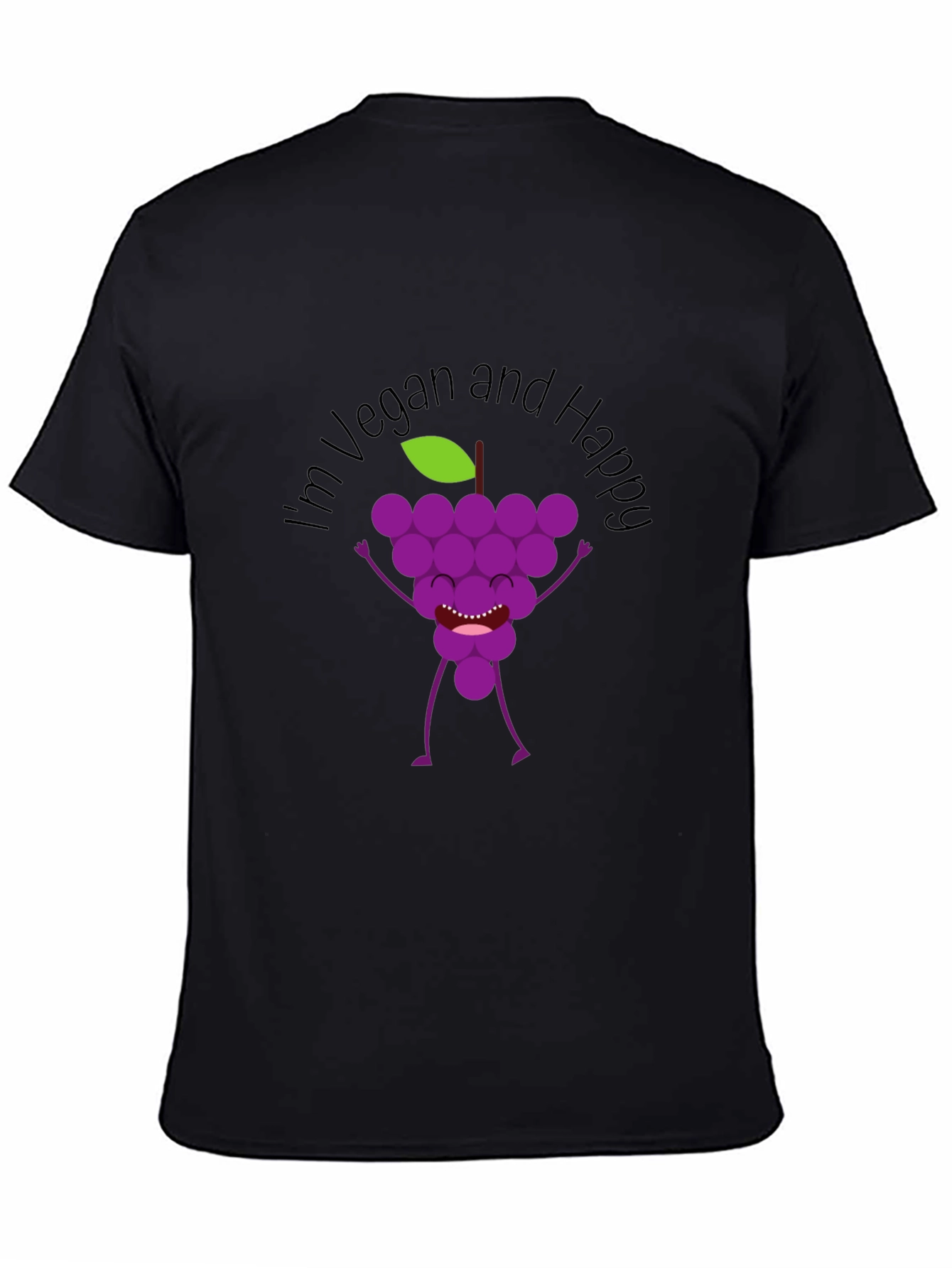 Black Vegan and Happy Grape Graphic T-Shirt - Unisex view 4