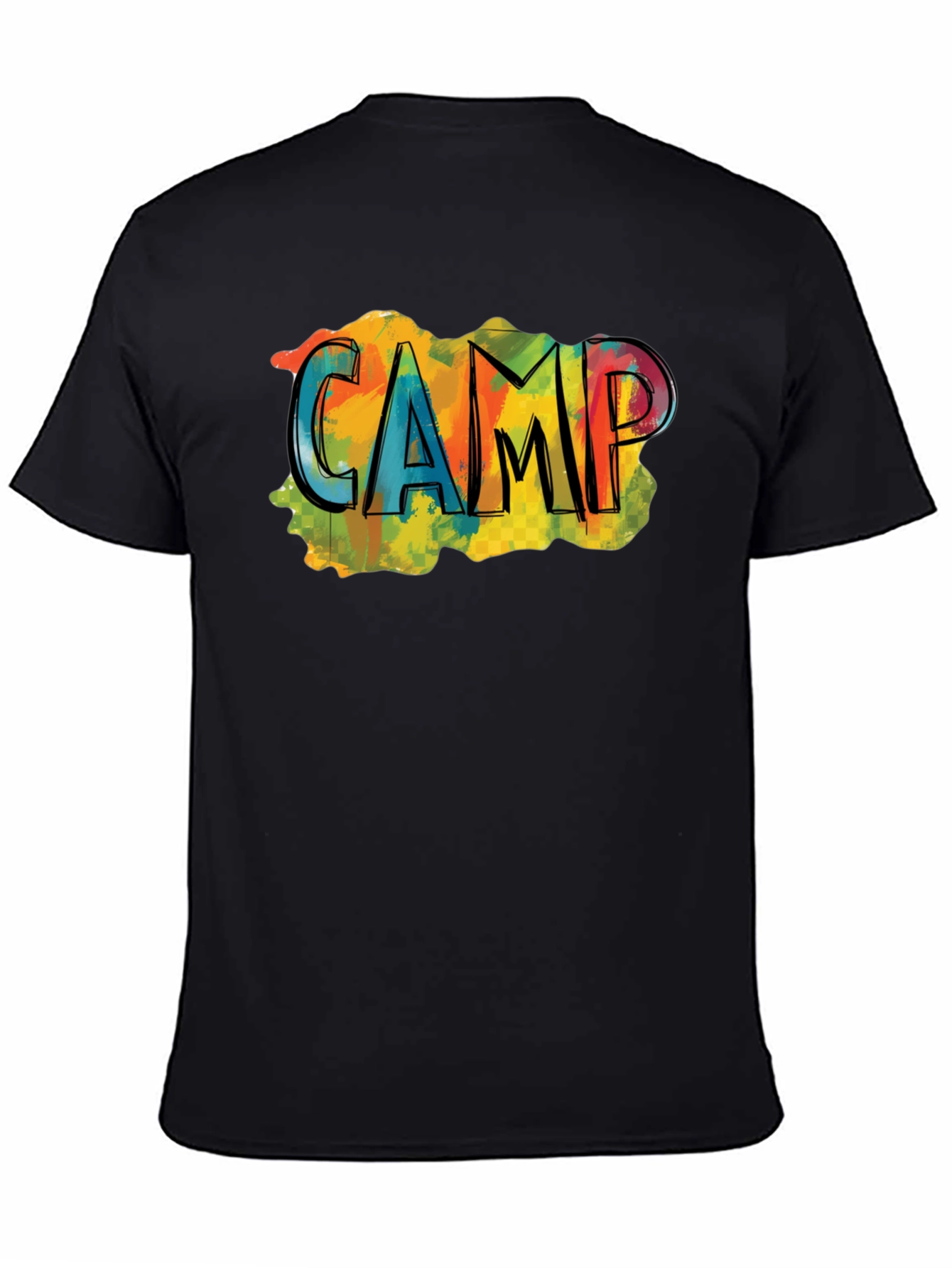 Black Colorful "CAMP" Graphic Black T-Shirt view 4