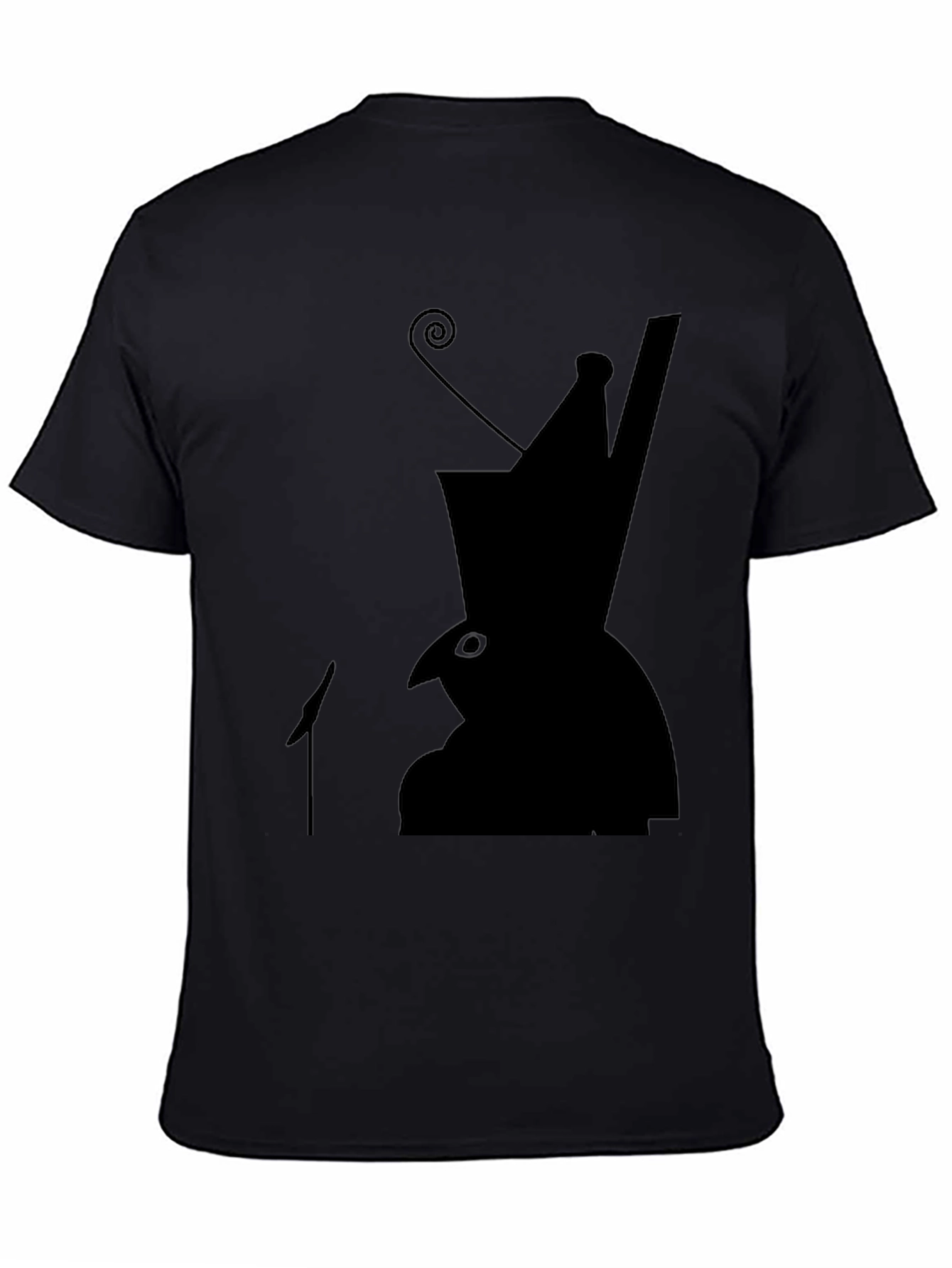 Black Silhouette Hat Bird T-Shirt view 4