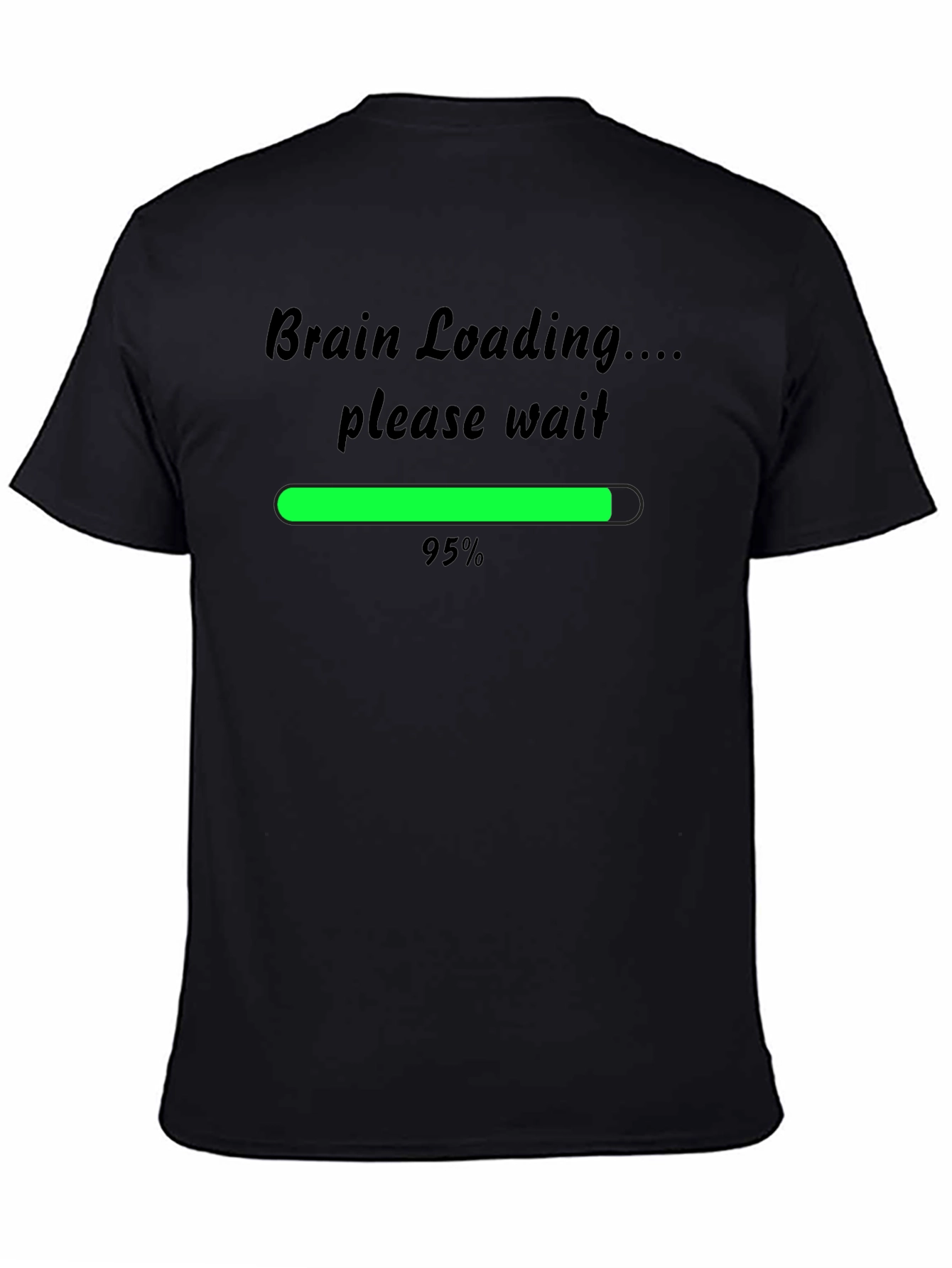 Black Brain Loading Funny Men's T-Shirt - Black view 4