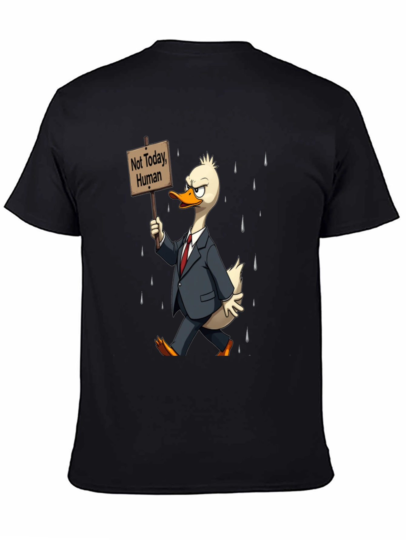 Black Not Today Human T-Shirt - Funny Duck Protest view 4