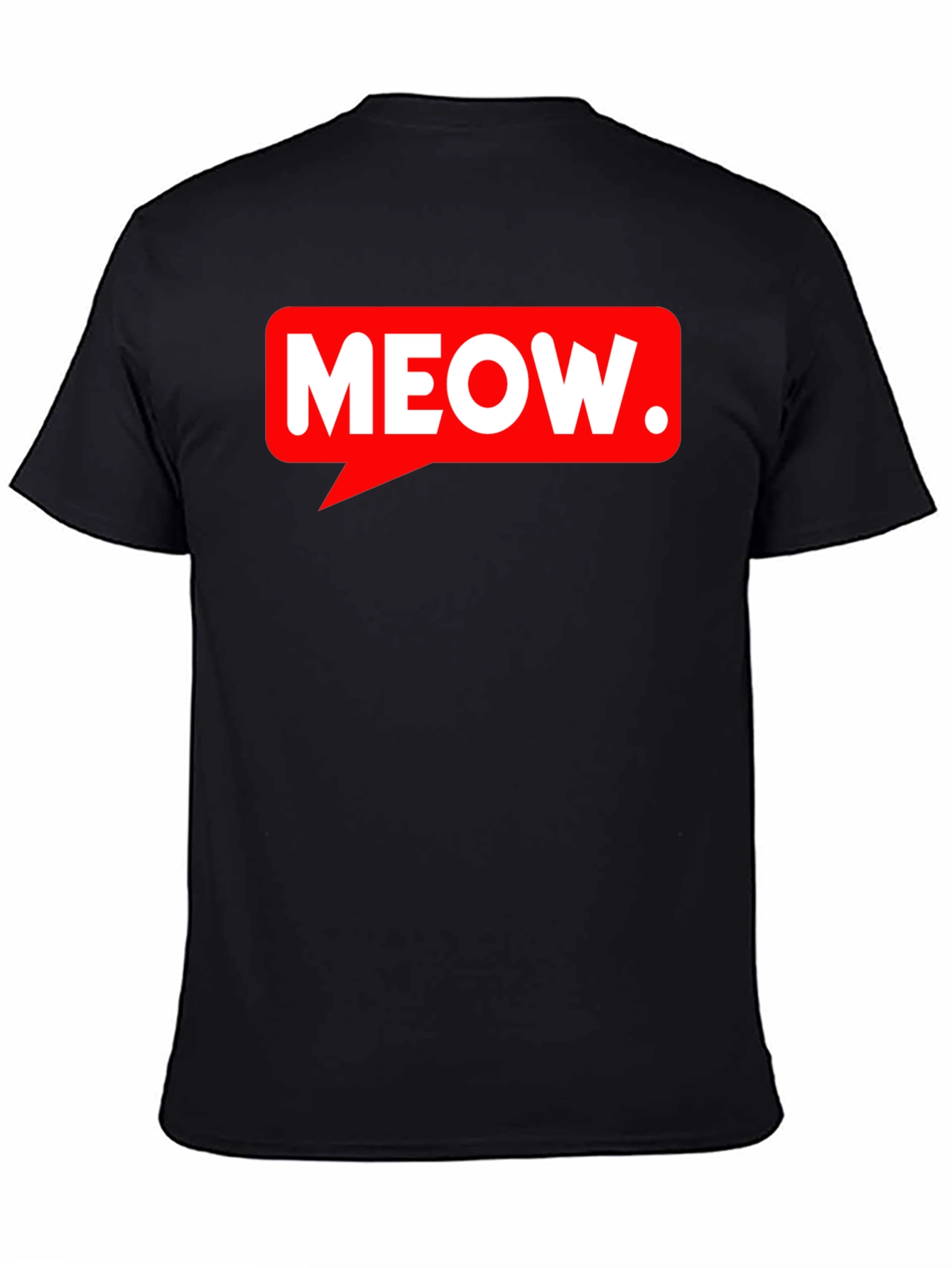 Black Meow Speech Bubble Black T-Shirt view 4