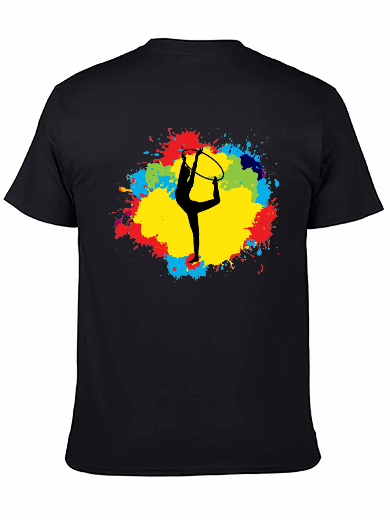 Black Rhythmic Gymnastics T-Shirt - Colorful Design view 4
