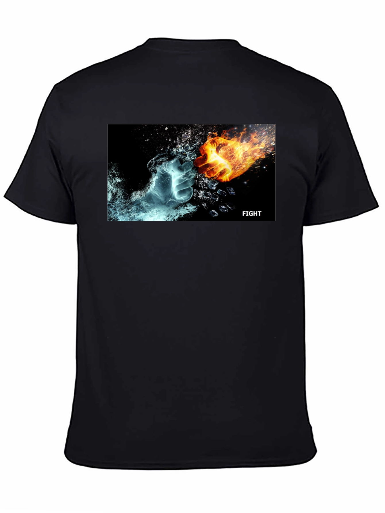 Black Fire & Ice Fight T-Shirt - Cool Graphic Tee view 4