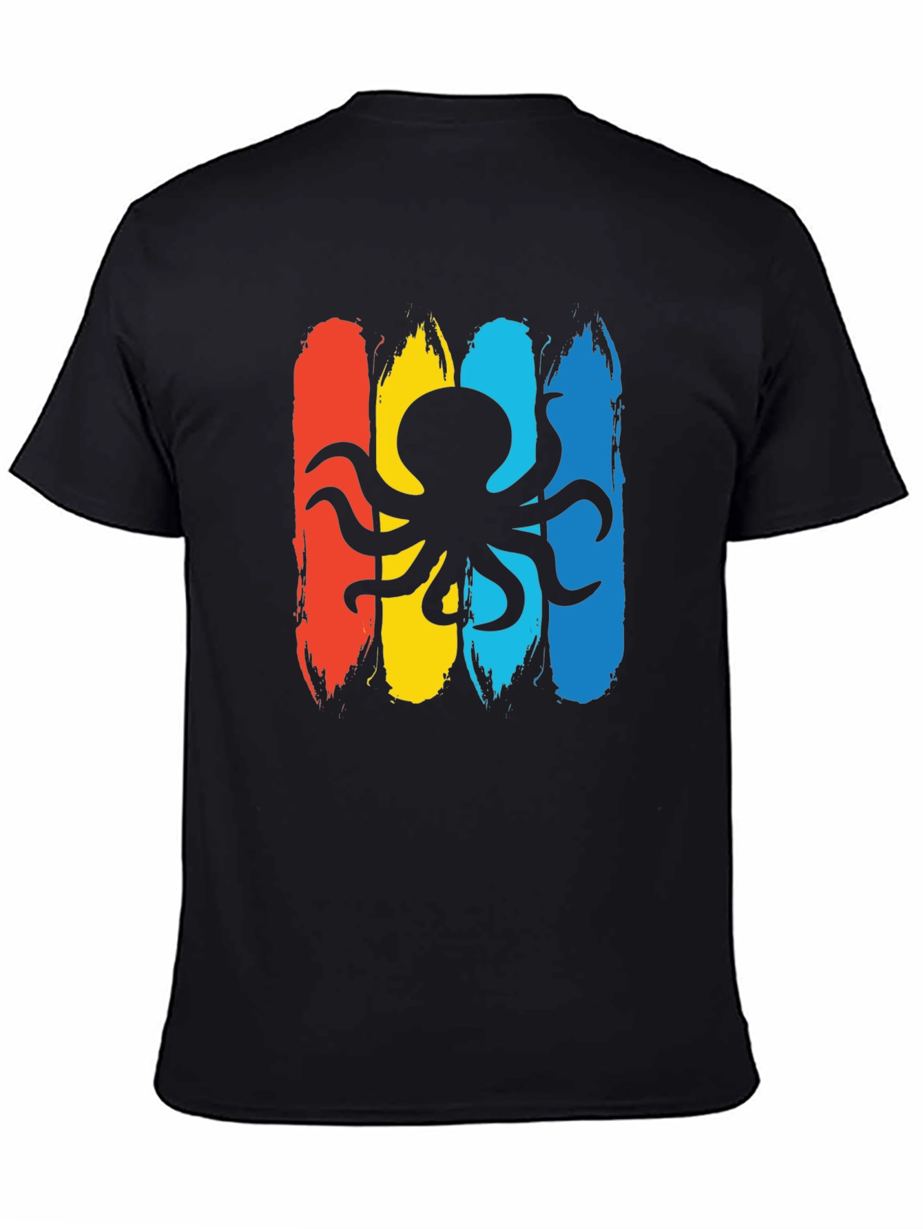 Black Octopus Graphic Men's Black T-Shirt view 4