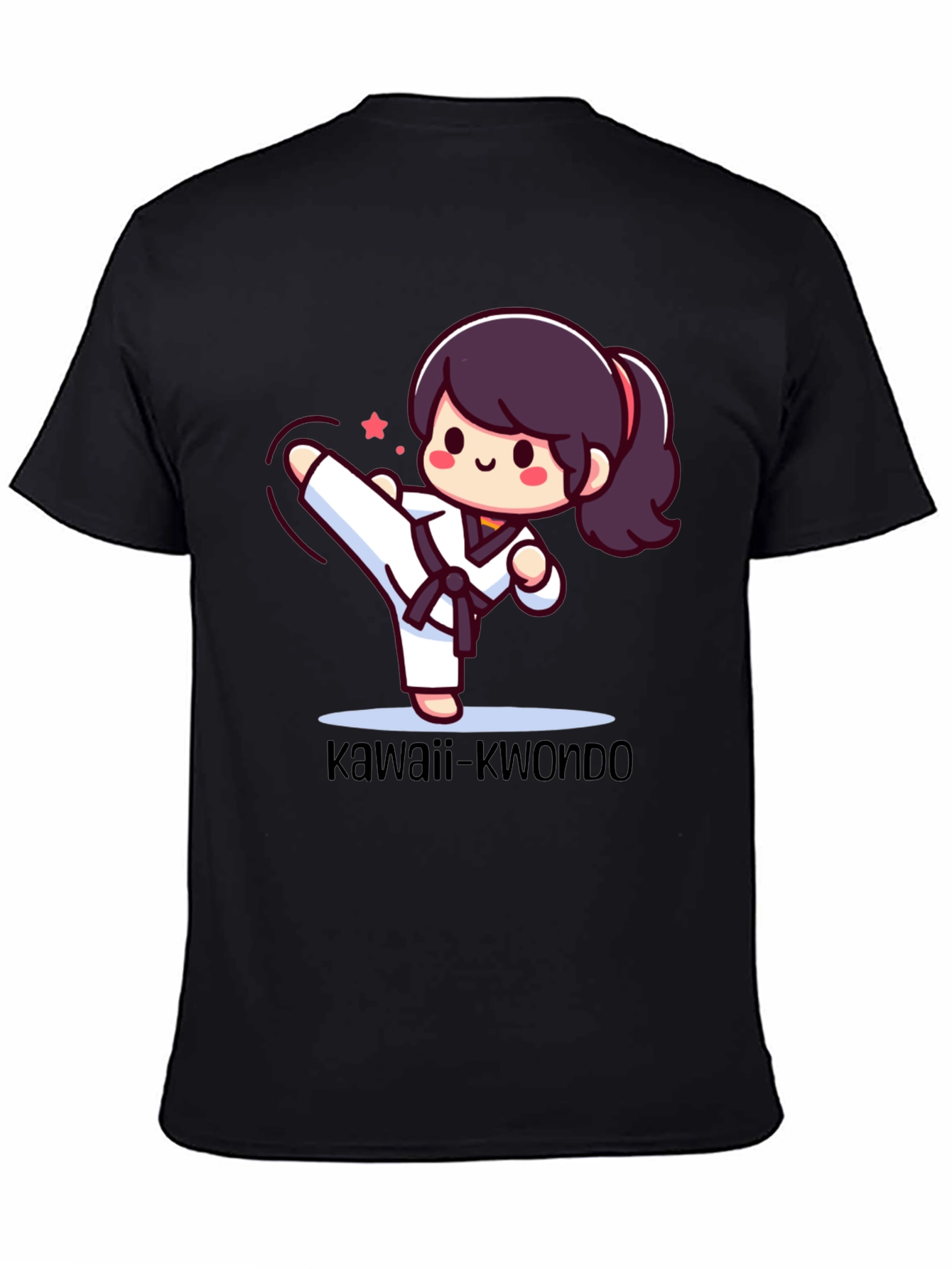 Black Kawaii Kwondo Black T-Shirt view 4