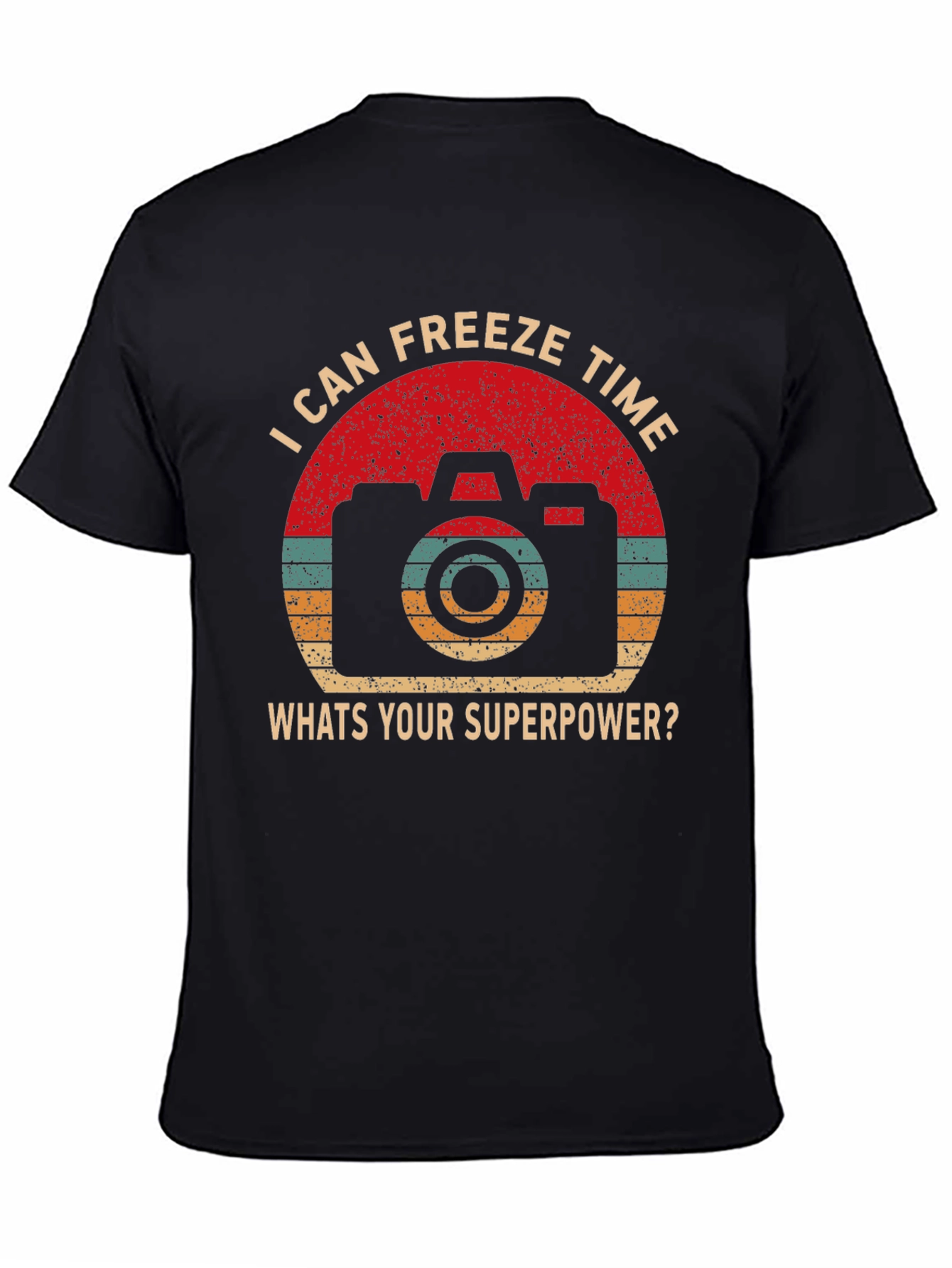 Black Freeze Time Camera Graphic T-Shirt view 4