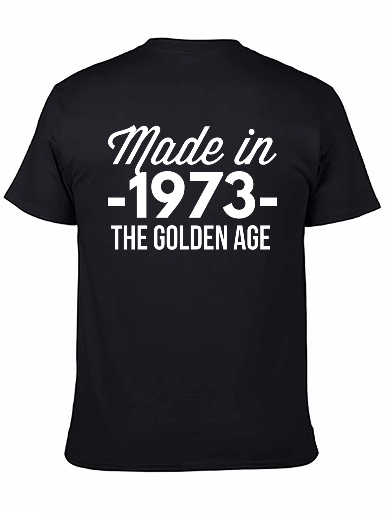 Black Made in 1973 T-Shirt: Vintage Golden Age Black Tee view 4