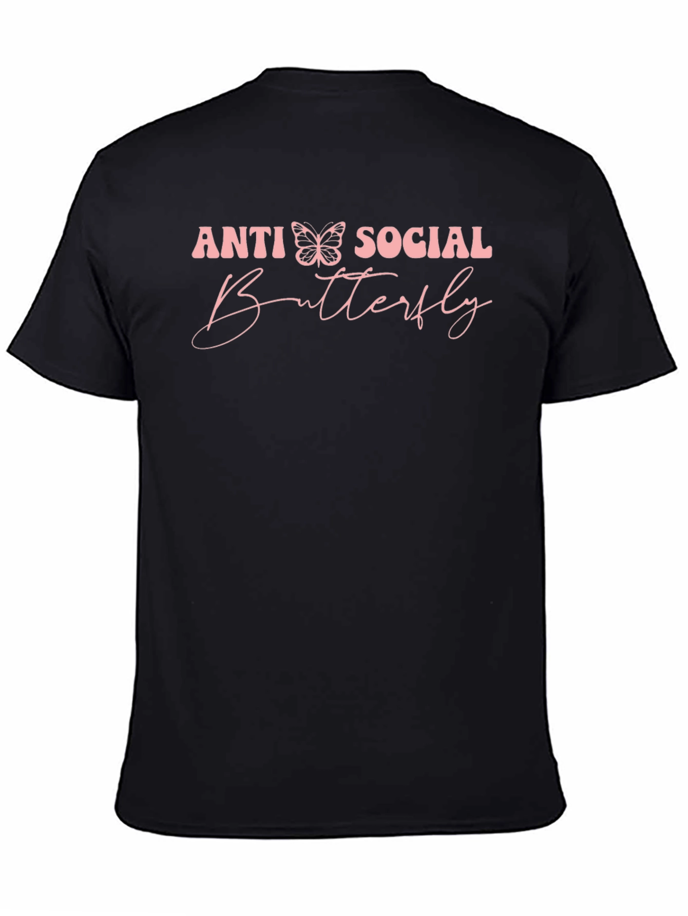 Black Anti Social Butterfly Graphic T-Shirt view 4