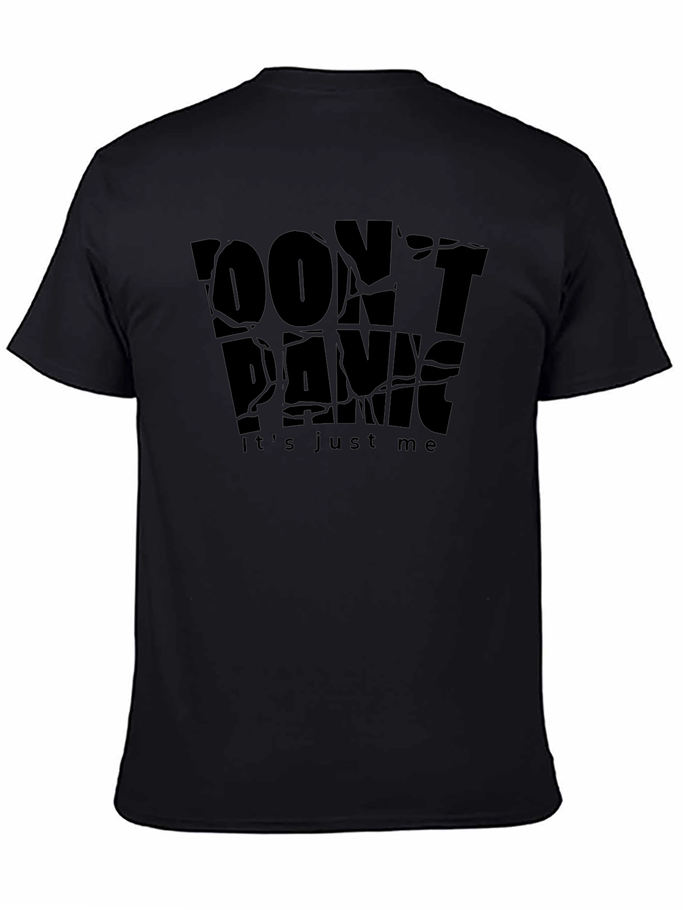 Black Don't Panic Graphic Black T-Shirt view 4