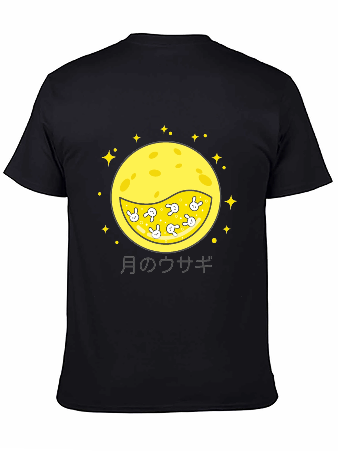 Black Moon Rabbit Graphic Tee - Black Cotton Shirt view 4