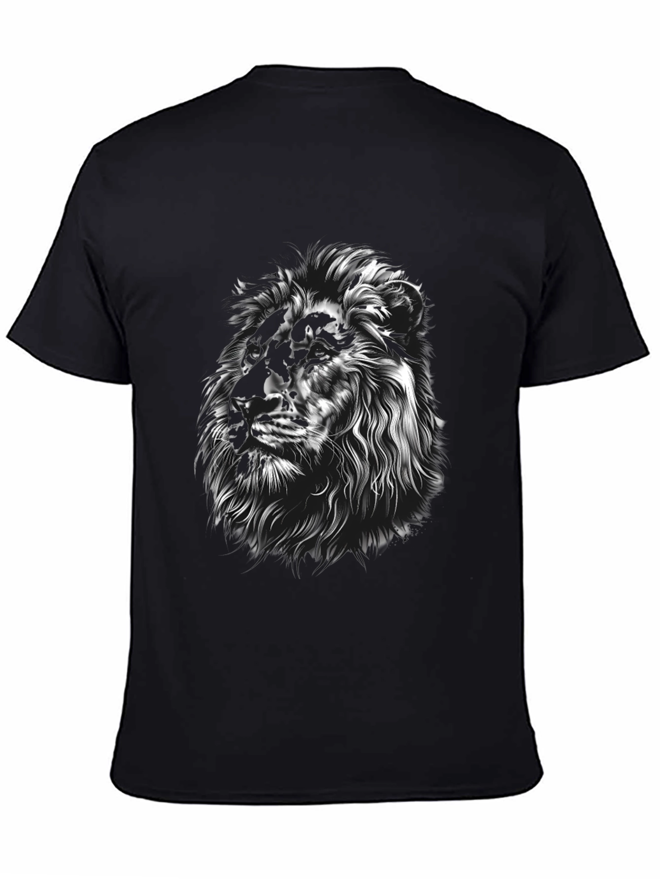 Black Lion Graphic Tee - Black Crew Neck T-Shirt view 4