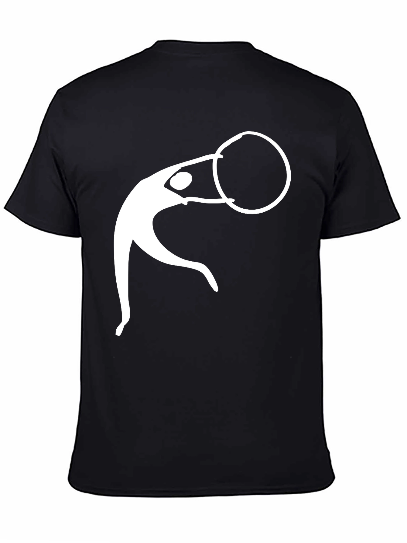 Black Man's Black T-Shirt With White Graphic Design view 4