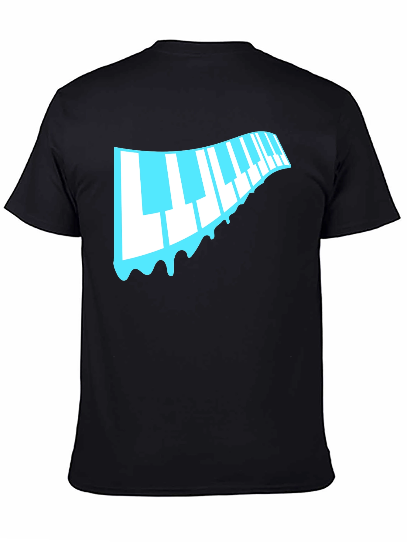 Black Cool Piano Keys Drip Graphic Black T-Shirt view 4