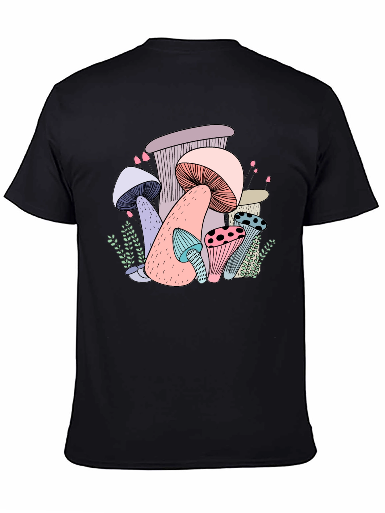 Black Mushroom Graphic Black T-Shirt view 4