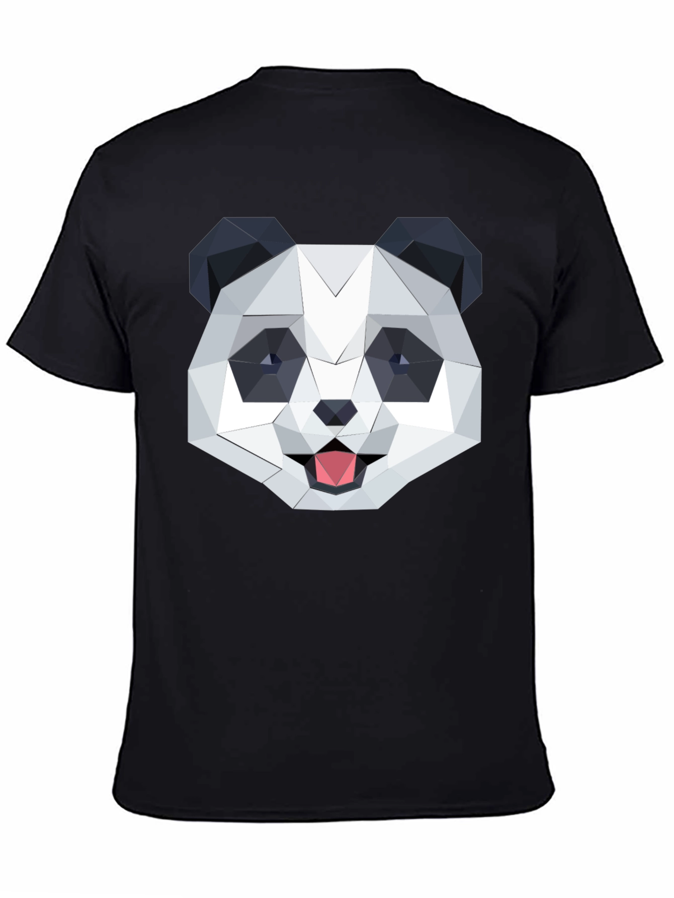 Black Geometric Panda Graphic Black T-Shirt view 4