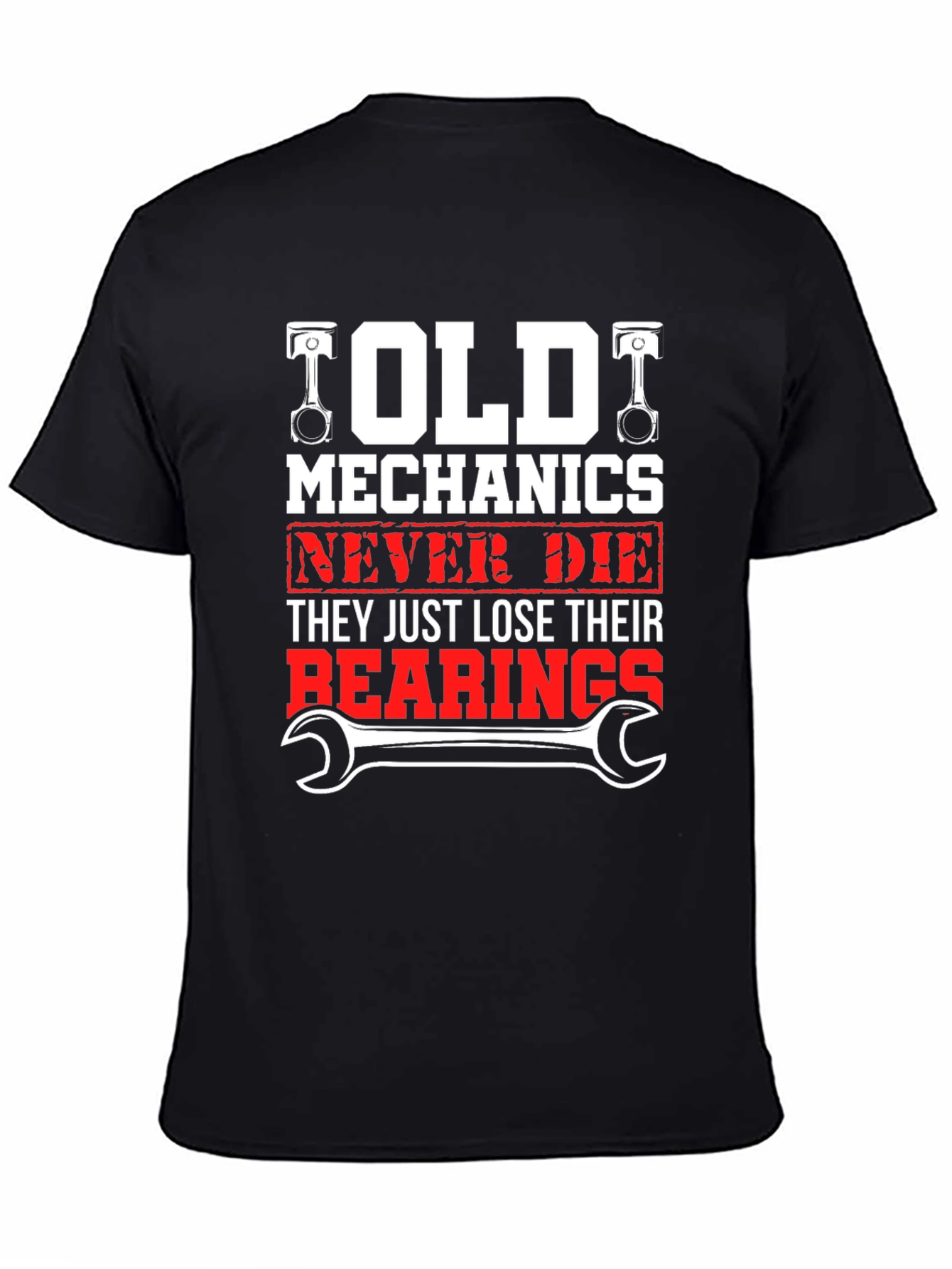 Black Old Mechanics T-Shirt - Never Die, Lose Bearings view 4