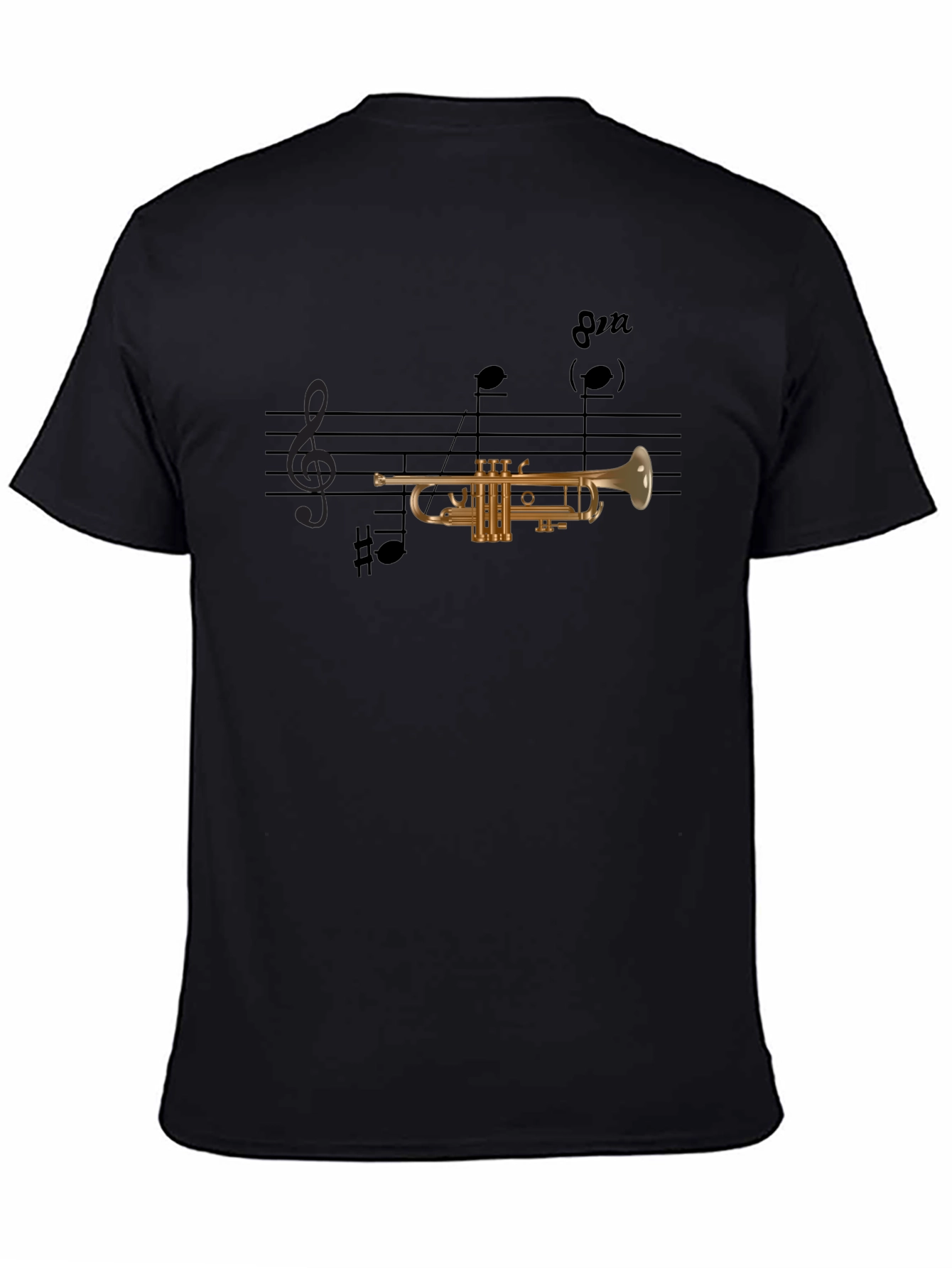 Black Musical Trumpet Graphic T-Shirt - Black view 4