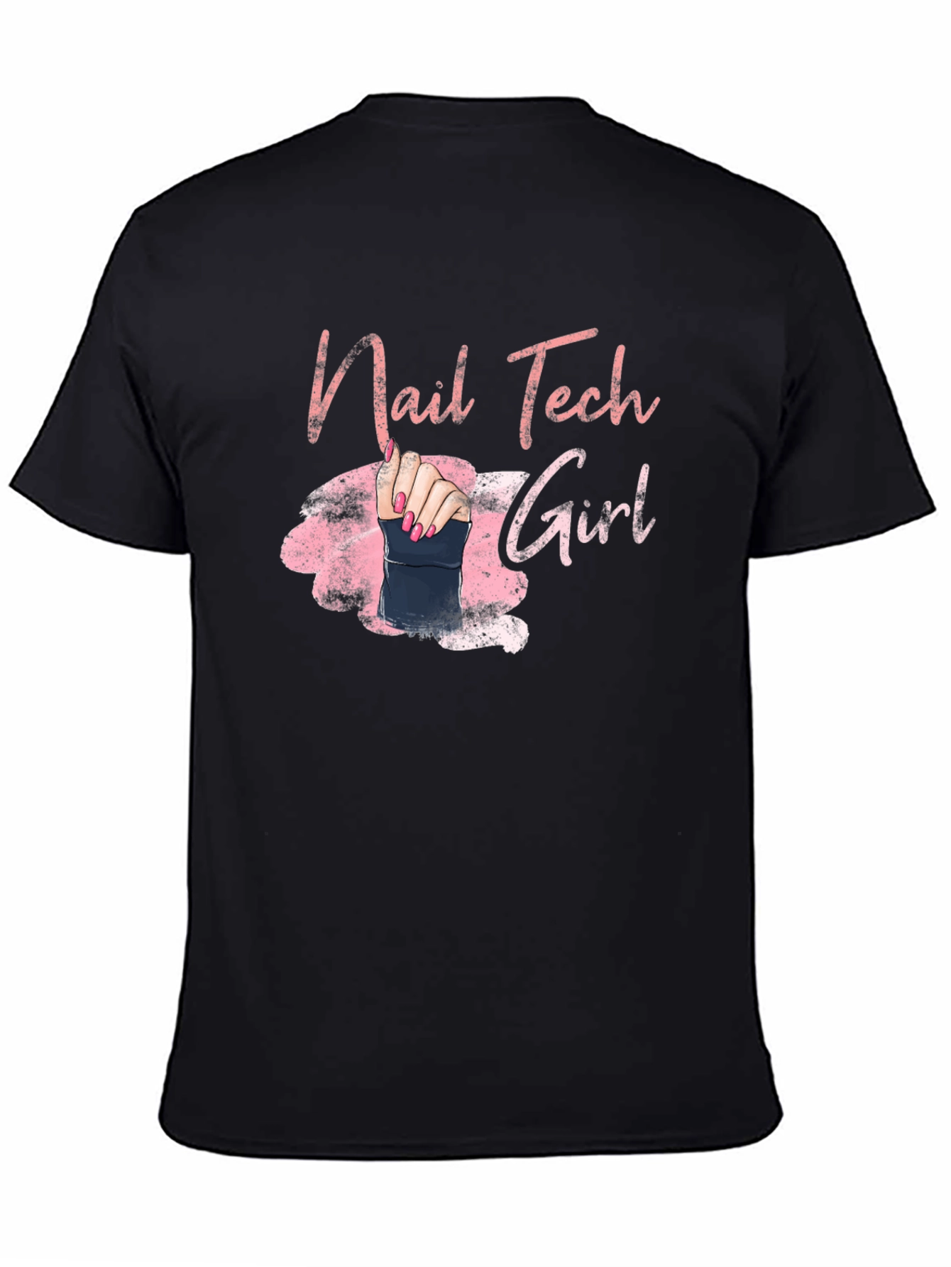 Black Nail Tech Girl Graphic Tee - Manicure Artist Shirt view 4