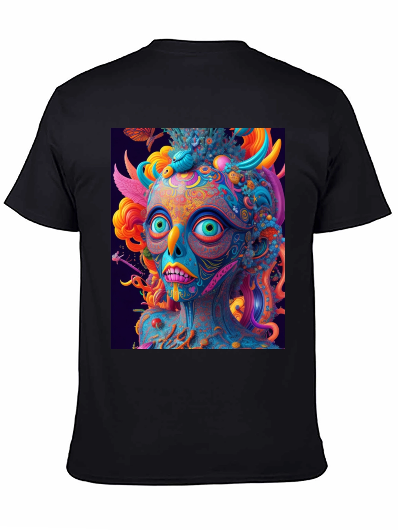 Black Psychedelic Art T-Shirt - Vivid Graphic Tee view 4