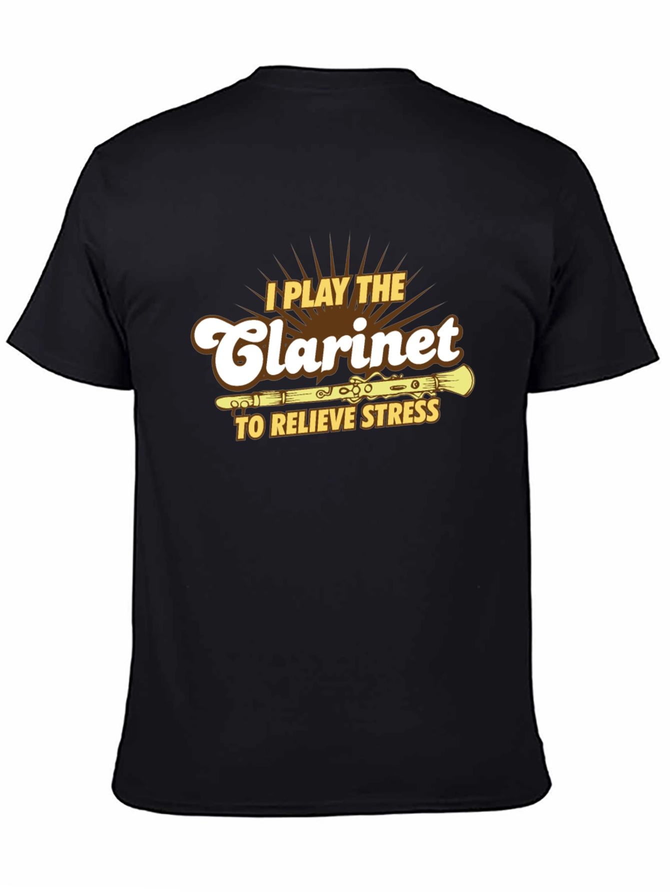 Black Clarinet Player T-Shirt - Relieve Stress in Style! view 4