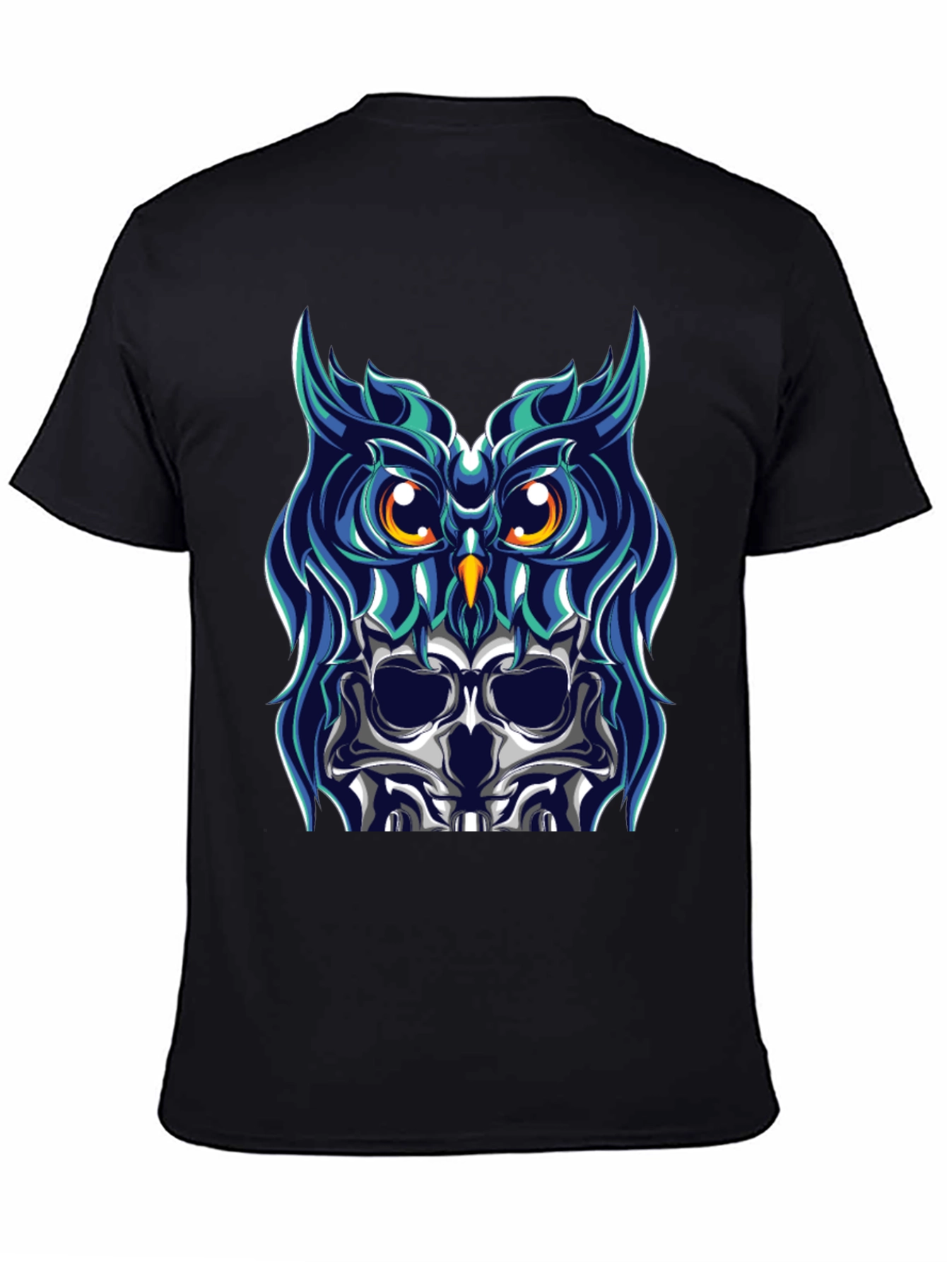 Black Owl Skull Graphic Tee - Unique Design view 4